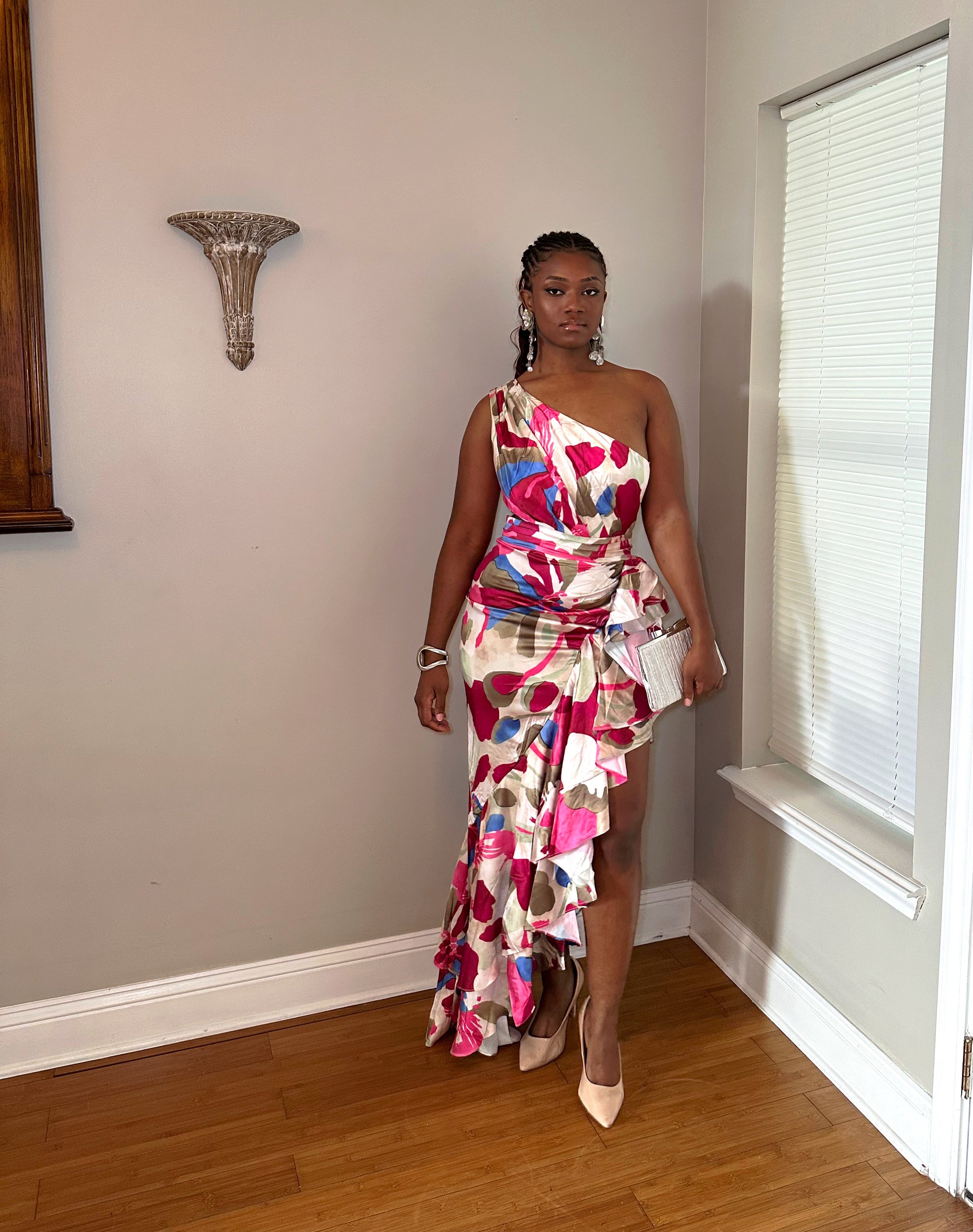 The Valencia Asymmetric Ruffle Dress