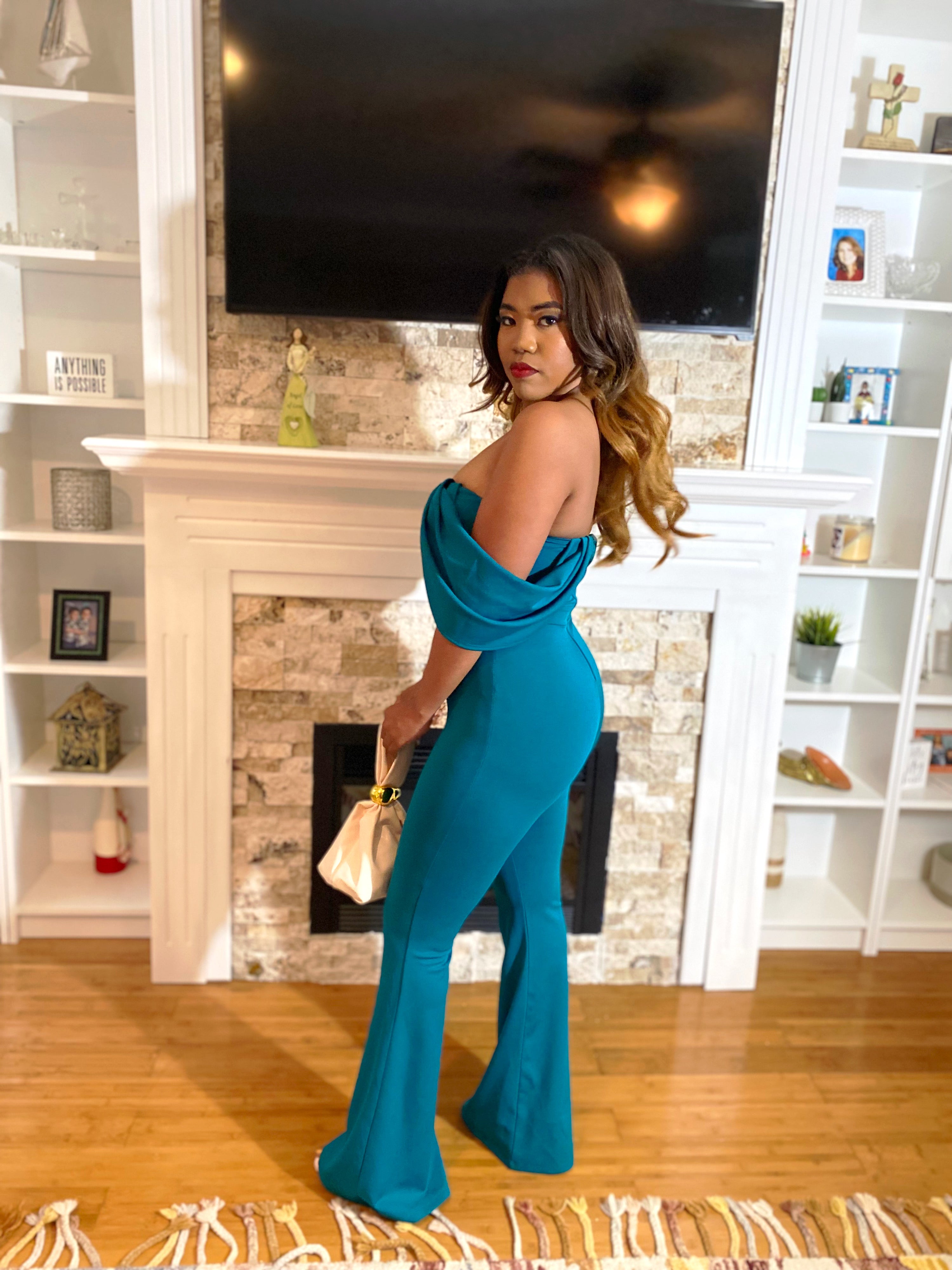 Green Lake off shoulder jumpsuit