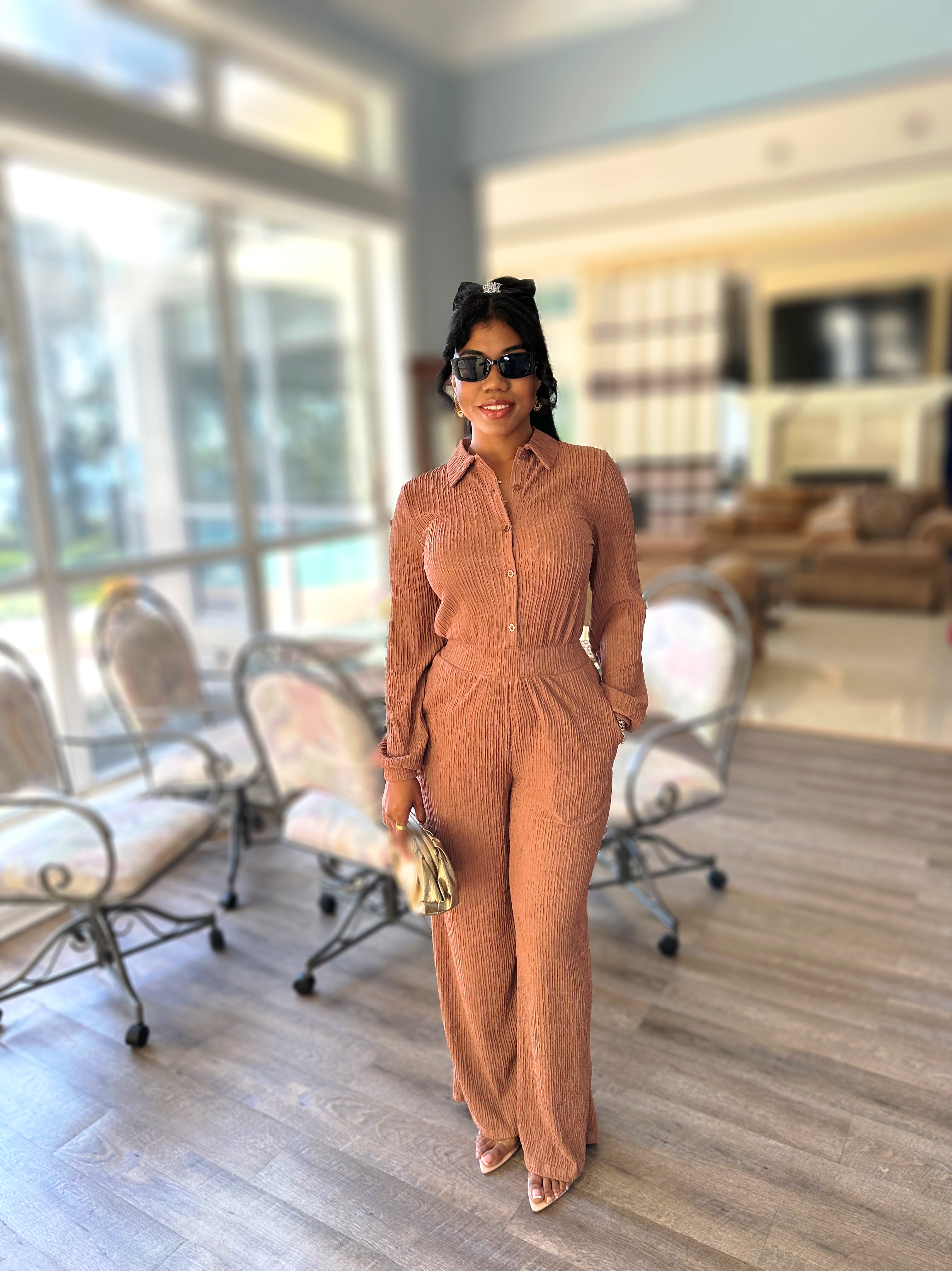 Cocoa Whisper Corded Jumpsuit