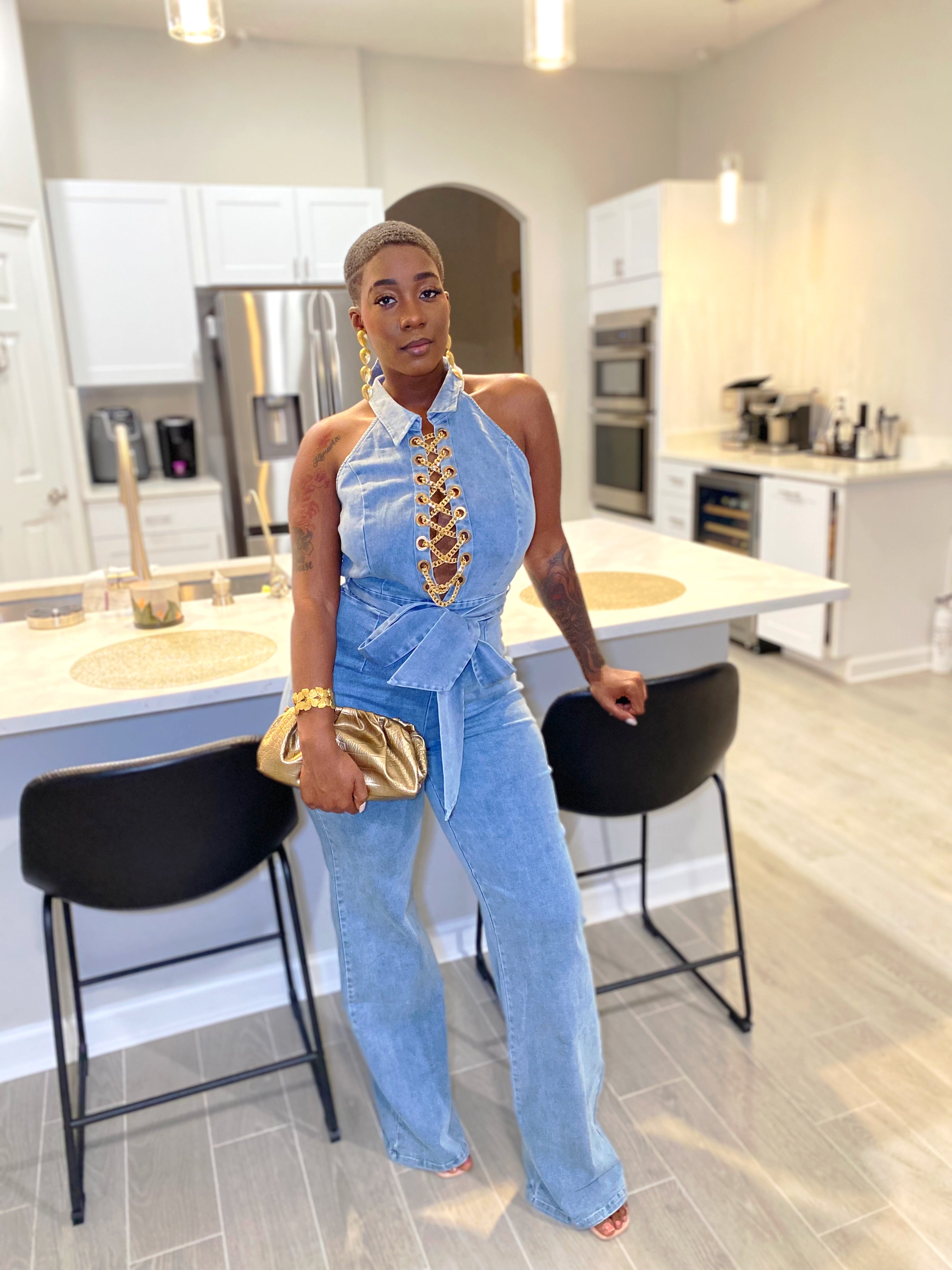 Keychain Denim Jumpsuit