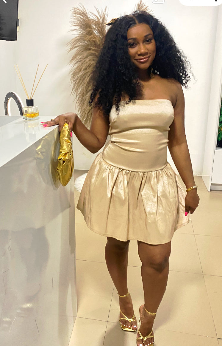 Golden Glow Mini dress -Taupe