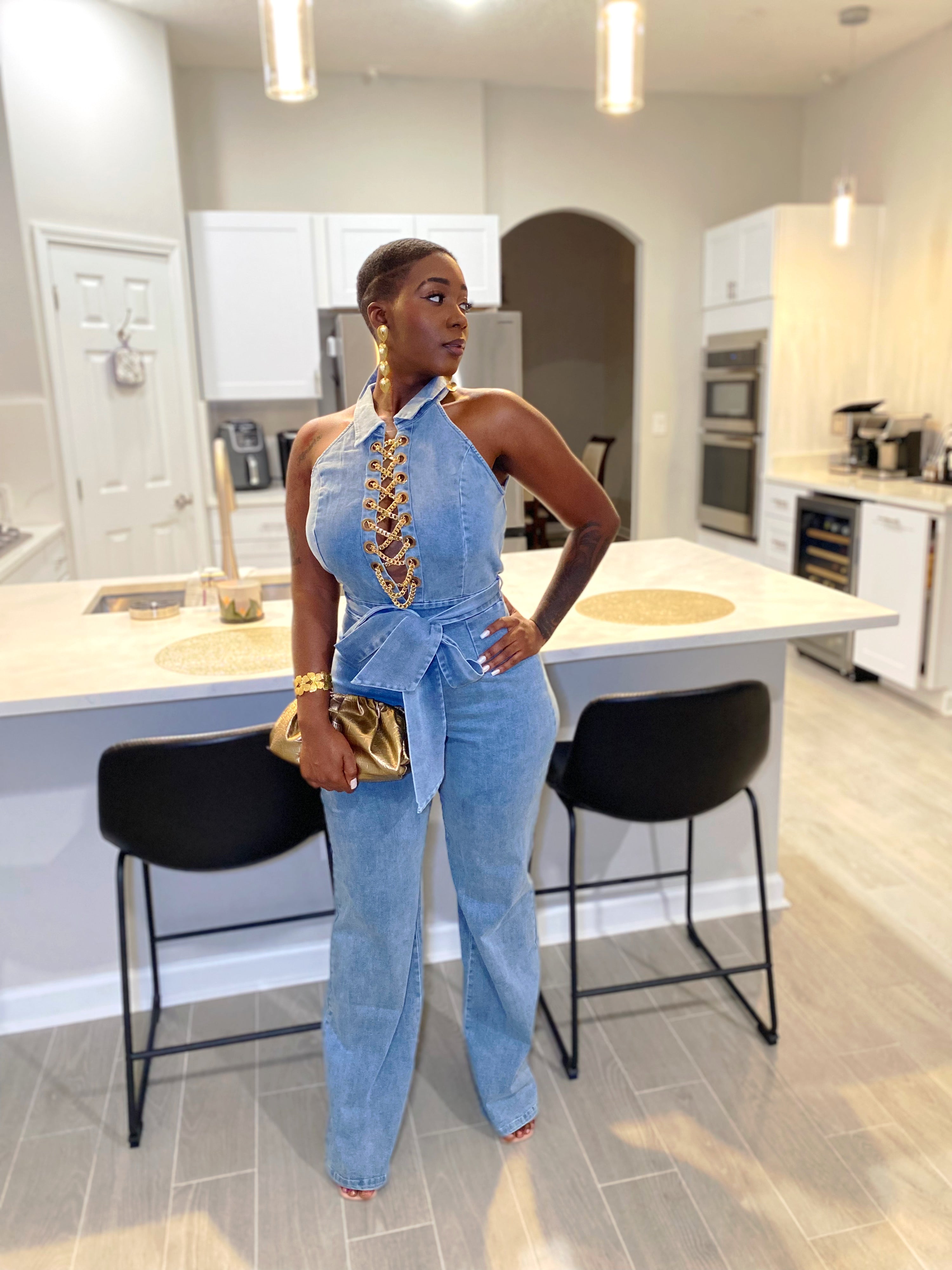 Keychain Denim Jumpsuit