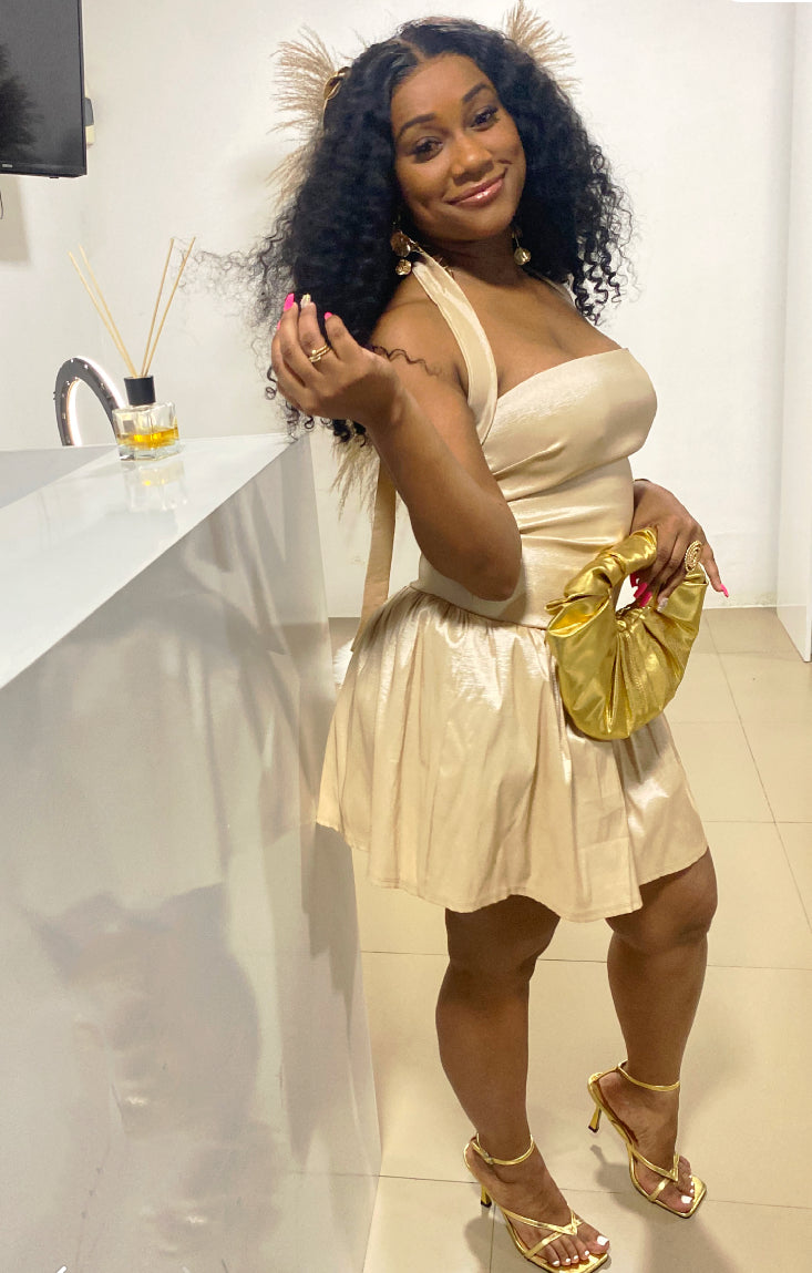 Golden Glow Mini dress -Taupe