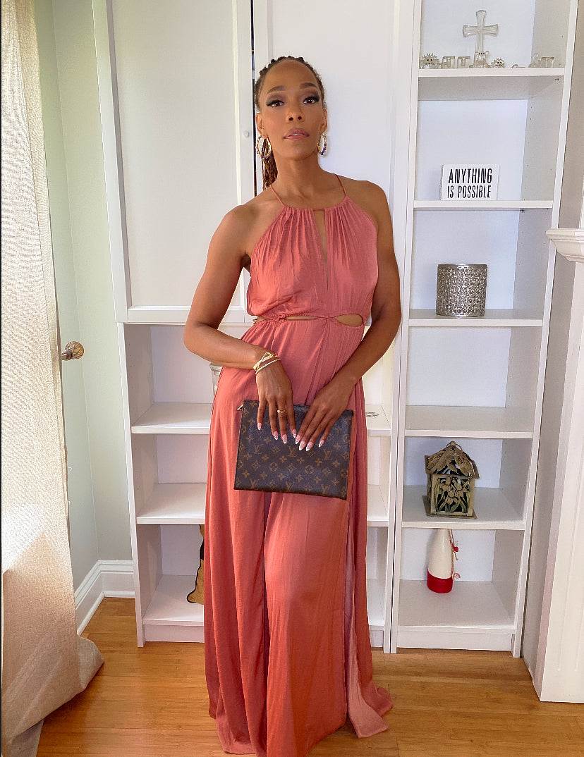 Sunset Serenity Halter Maxi Dress