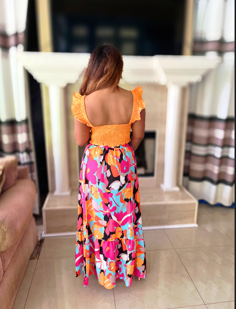 Golden Tropics skirt set- Mustard