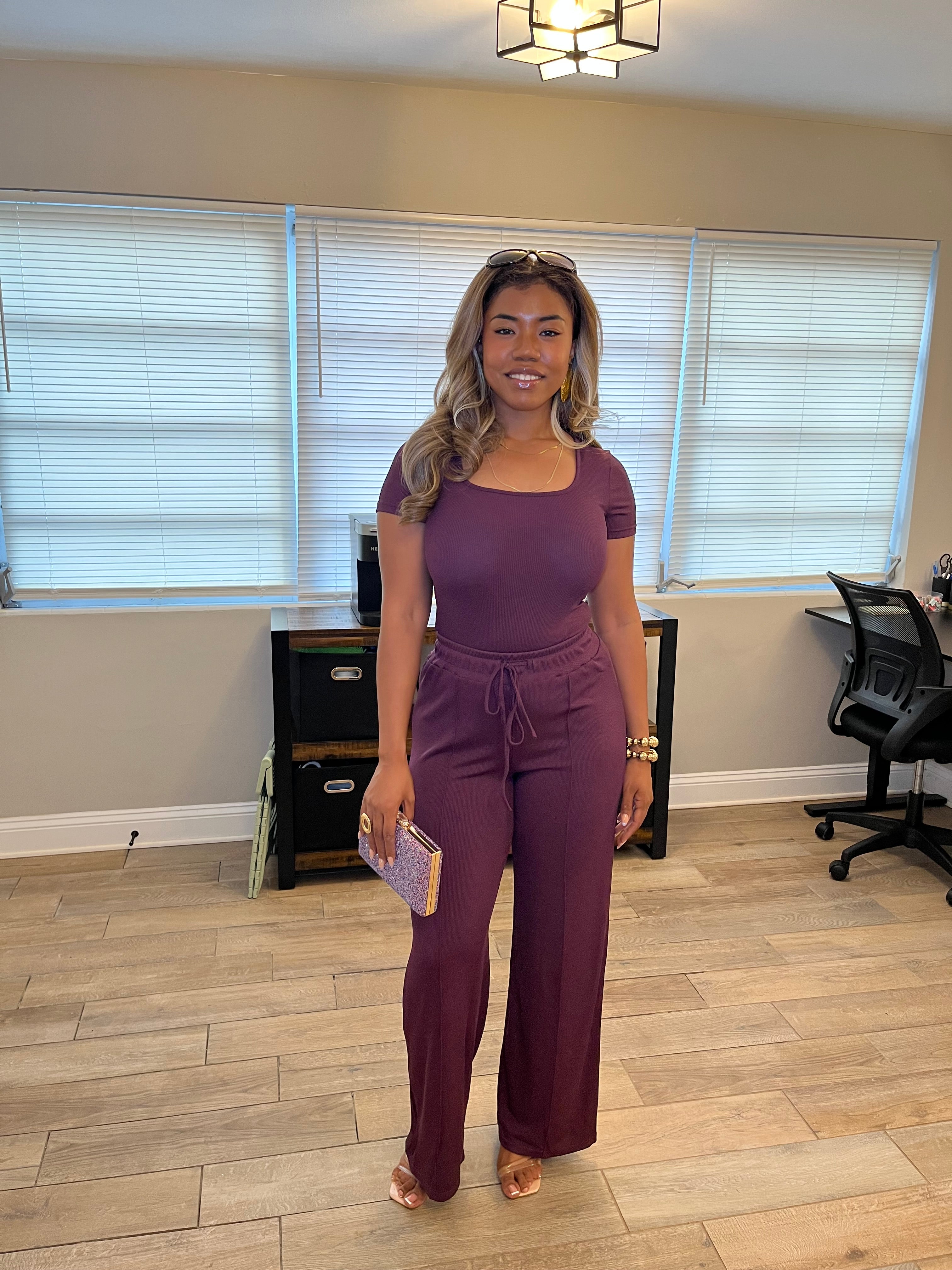 Jasmine Pants set- Plum