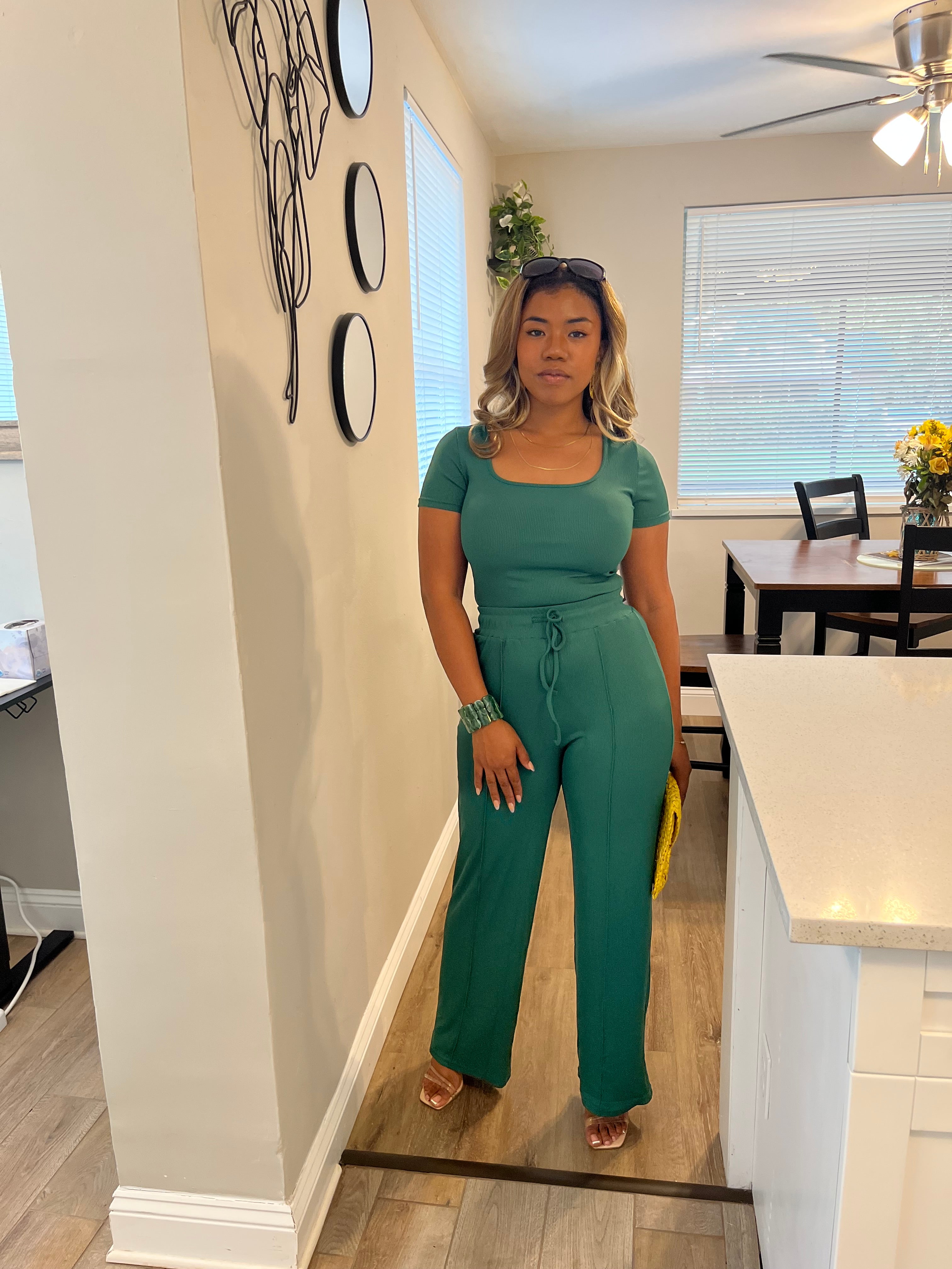 Jasmine Pants set- Dark green