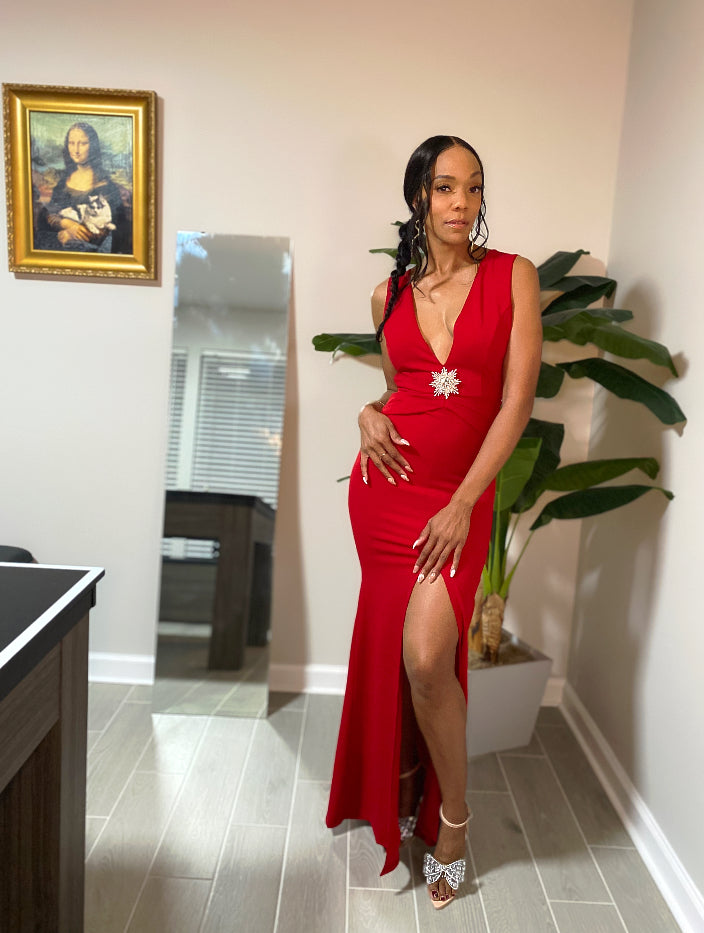 Embellished Red Maxi dress