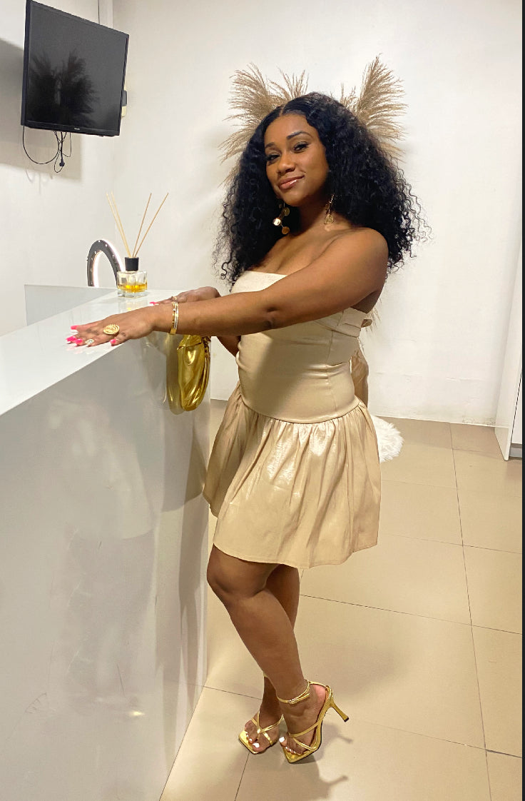 Golden Glow Mini dress -Taupe