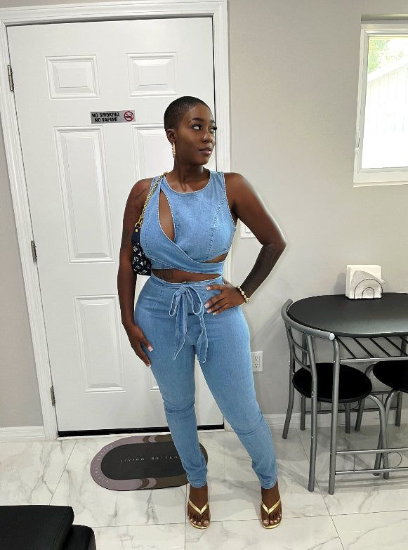Blues On You cut out jumpsuit