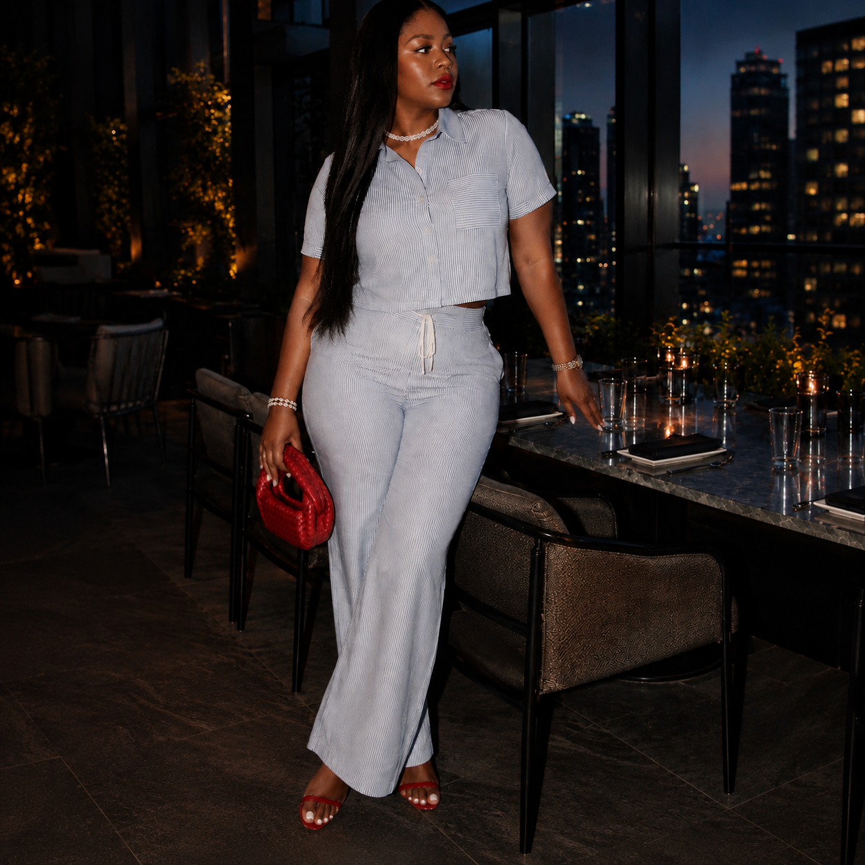 The Riviera Pinstripe Set