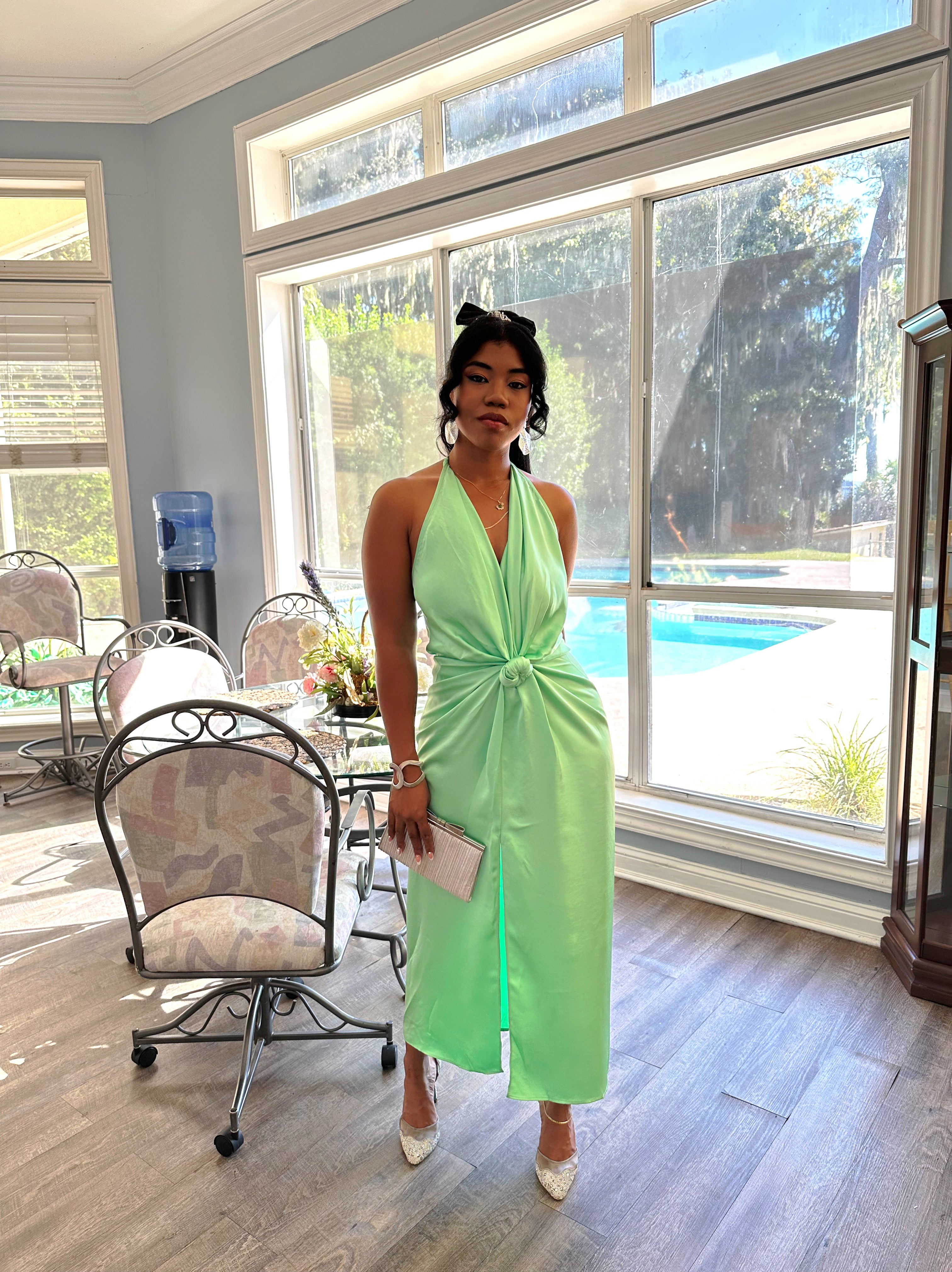 Mint Serenade Halter Dress