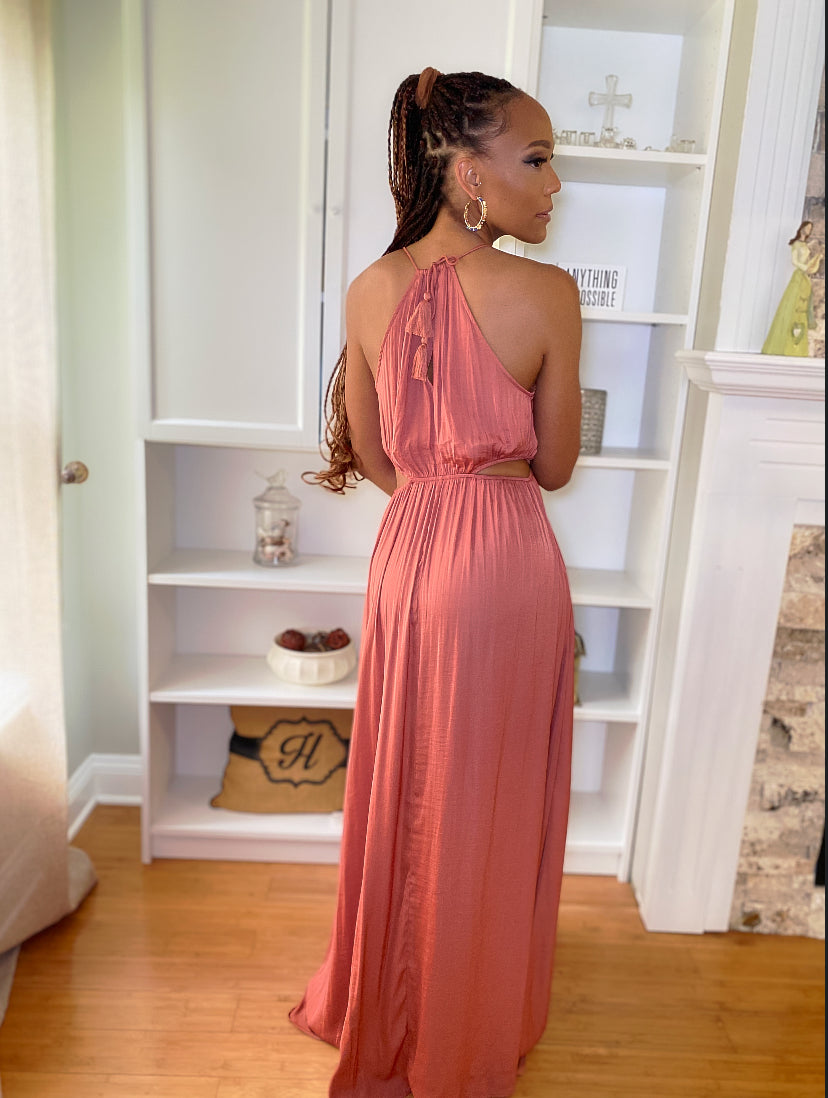 Sunset Serenity Halter Maxi Dress