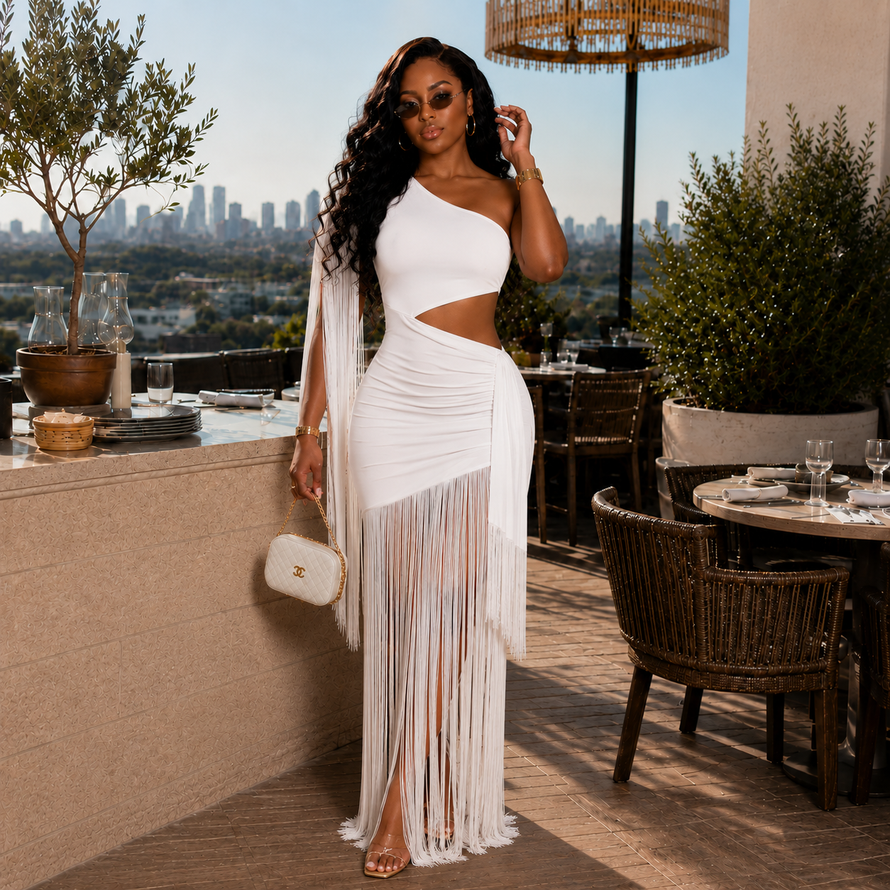 Isla Lumière Fringe Gown