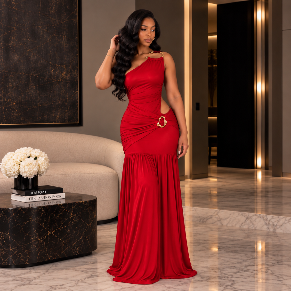 Serpentine Muse Maxi Dress- Red