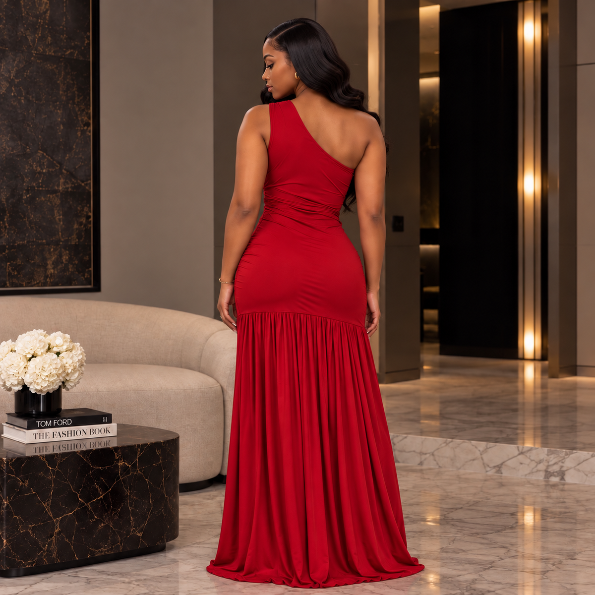 Serpentine Muse Maxi Dress- Red