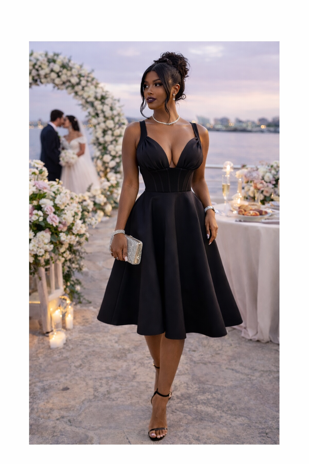 Midnight Muse Corset Midi Dress