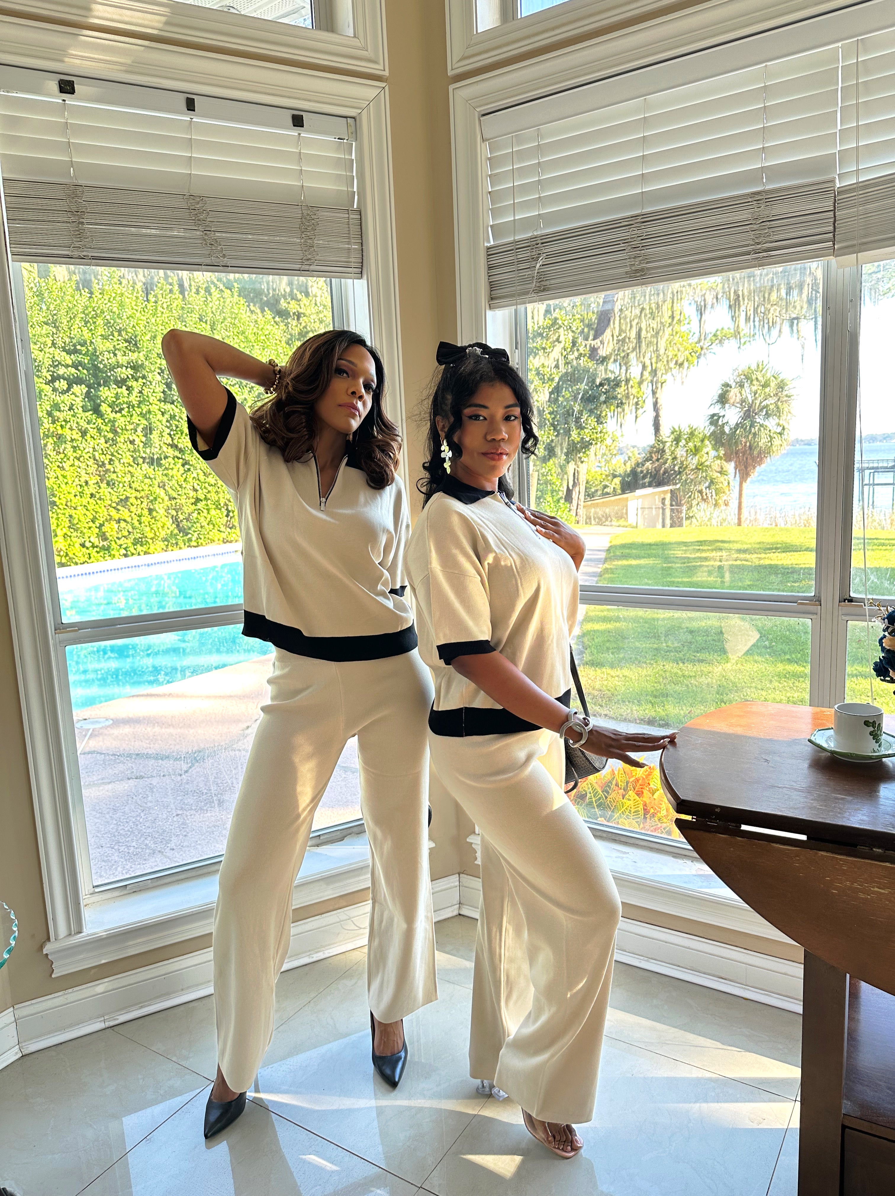 The "Palm Beach" Contrasting Knit Set