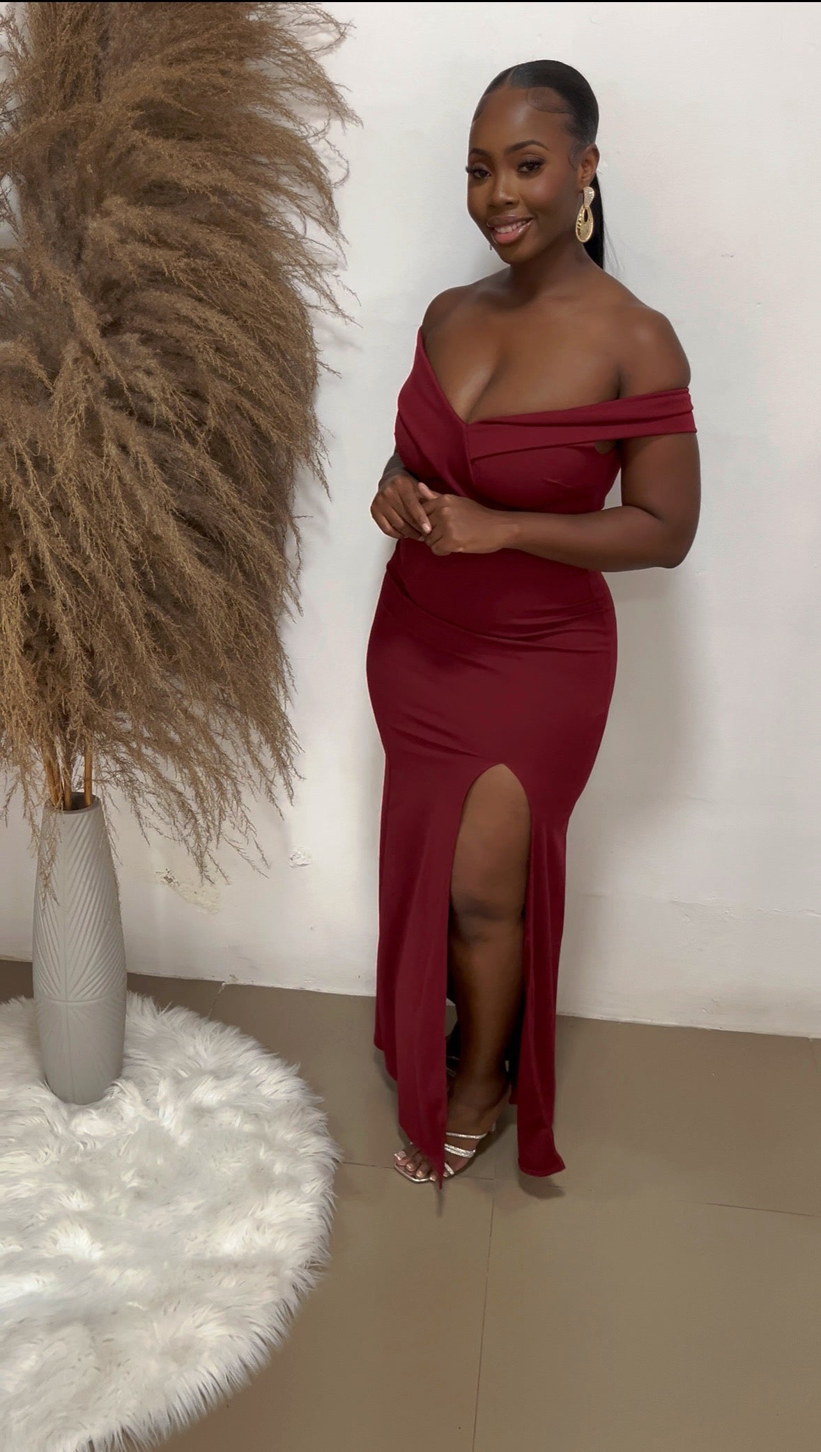 The Crimson Elegance Gown-Burgundy