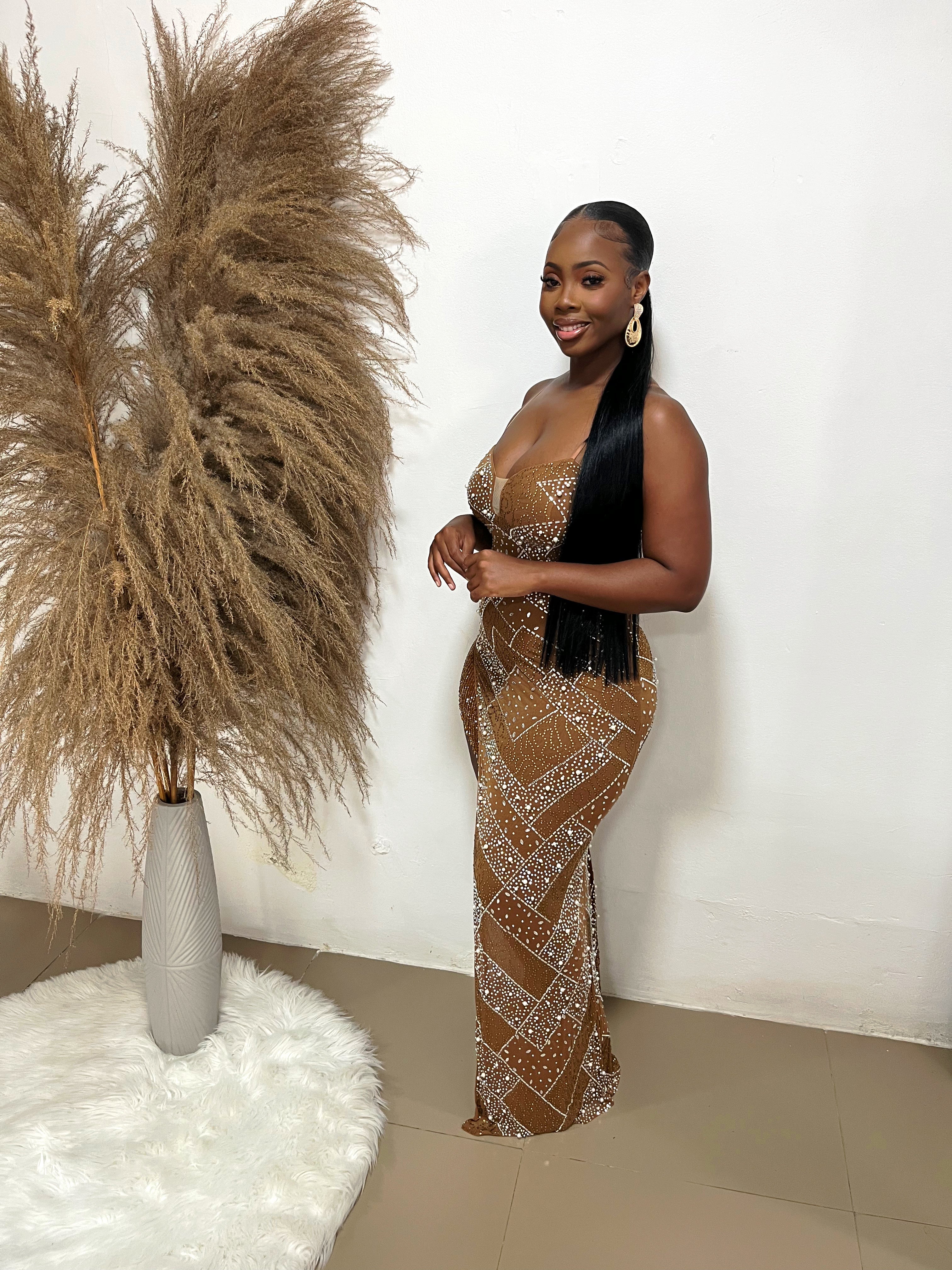 The Champagne Diamond Fringe Gown