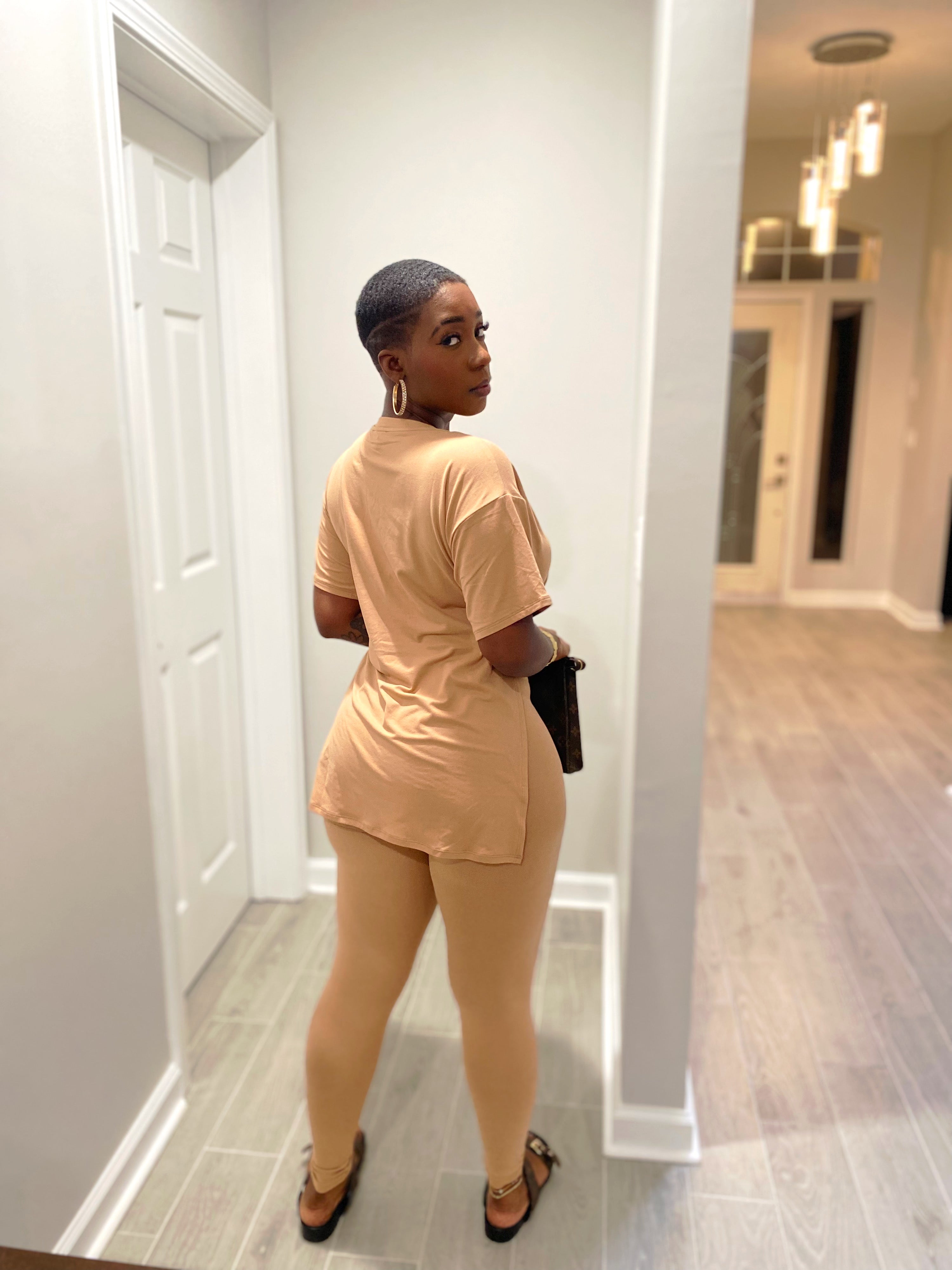 Lazy Saturday legging set- Taupe