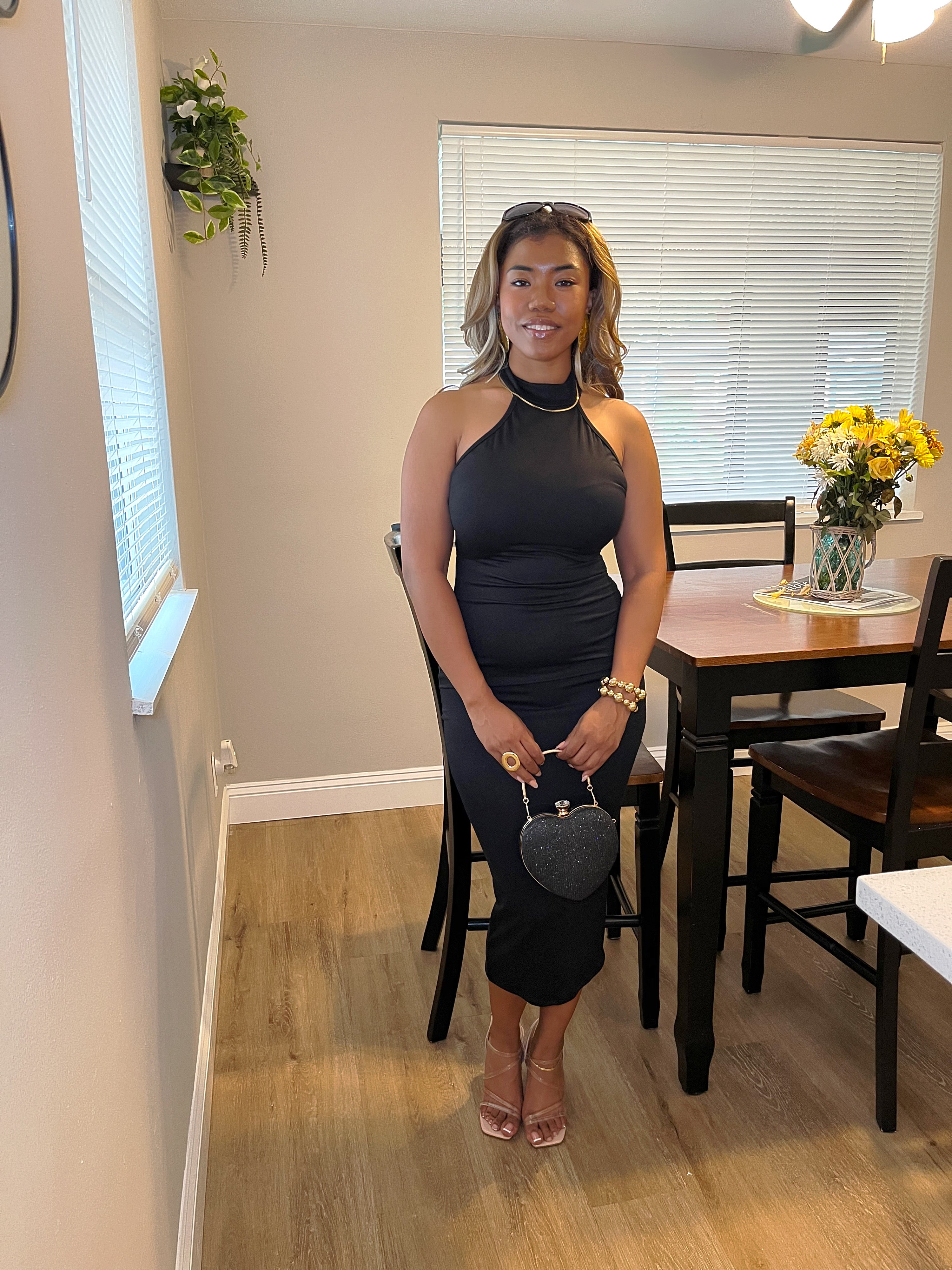 Lisa Midi Bodycon dress- Black