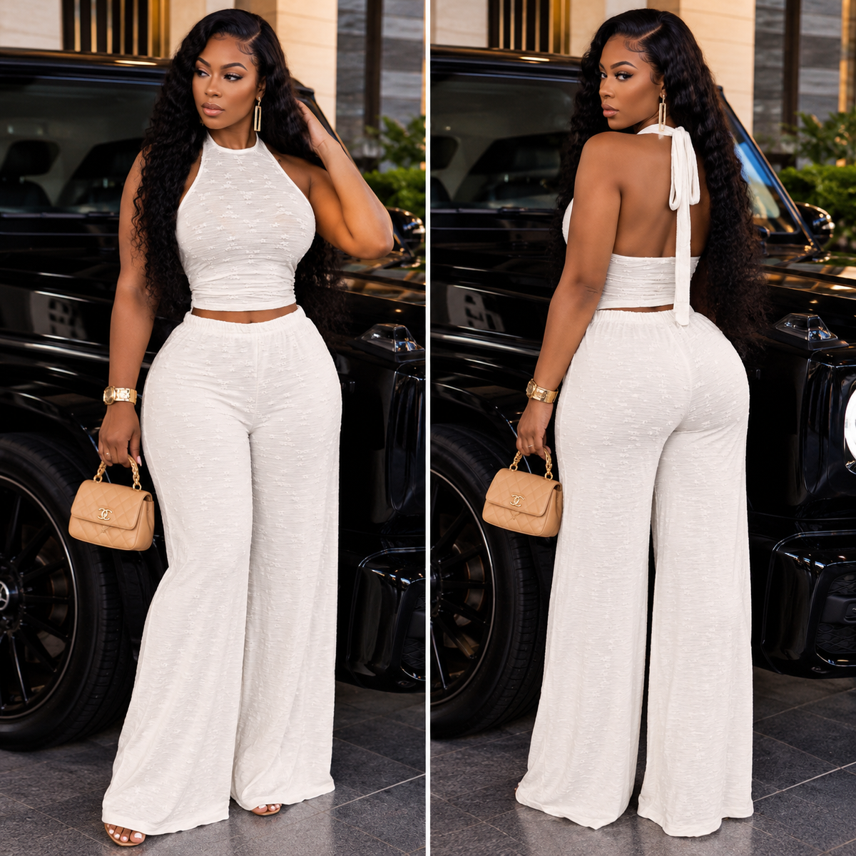 The Afterglow Halter Set- White