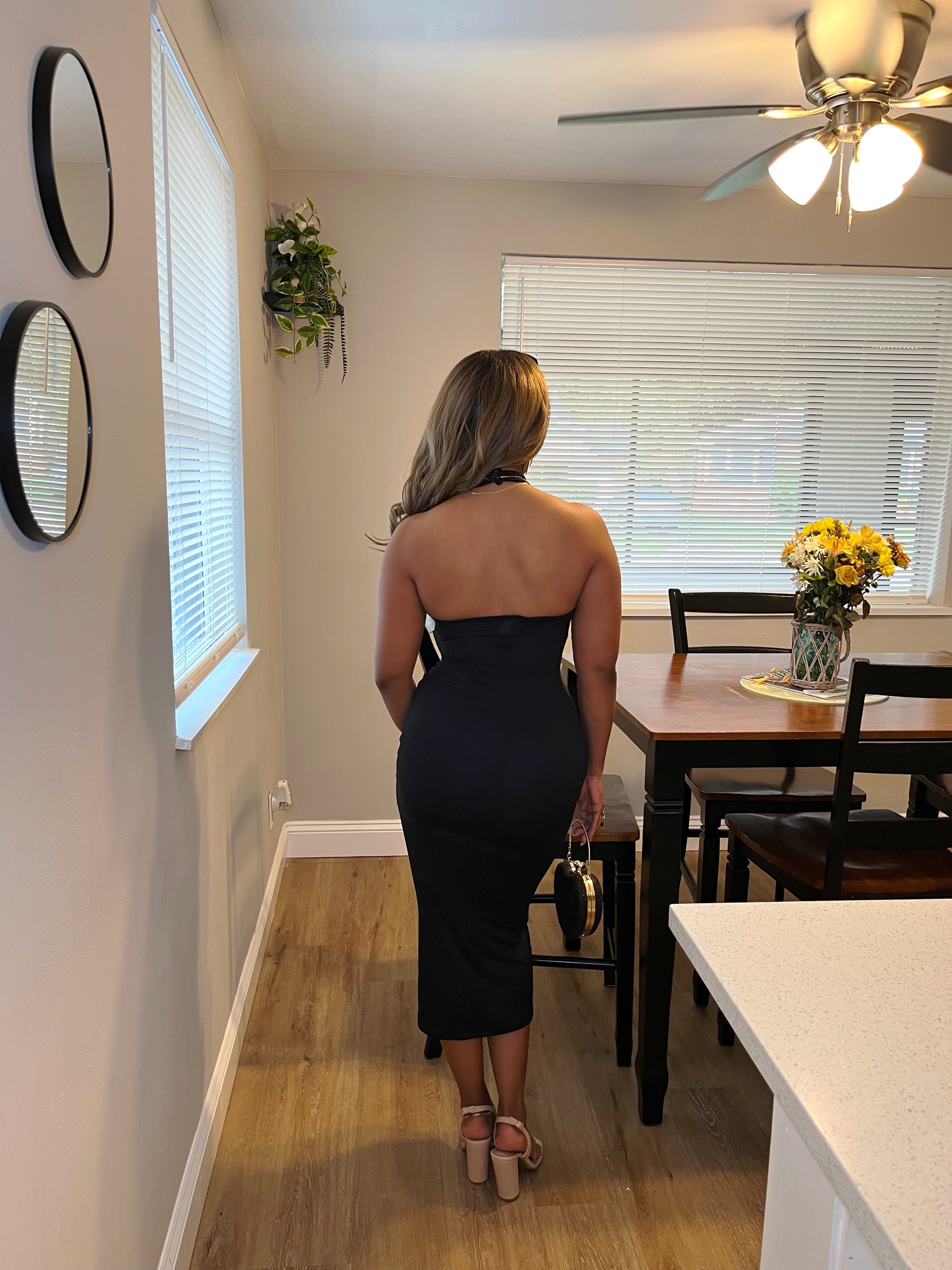 Lisa Midi Bodycon dress- Black