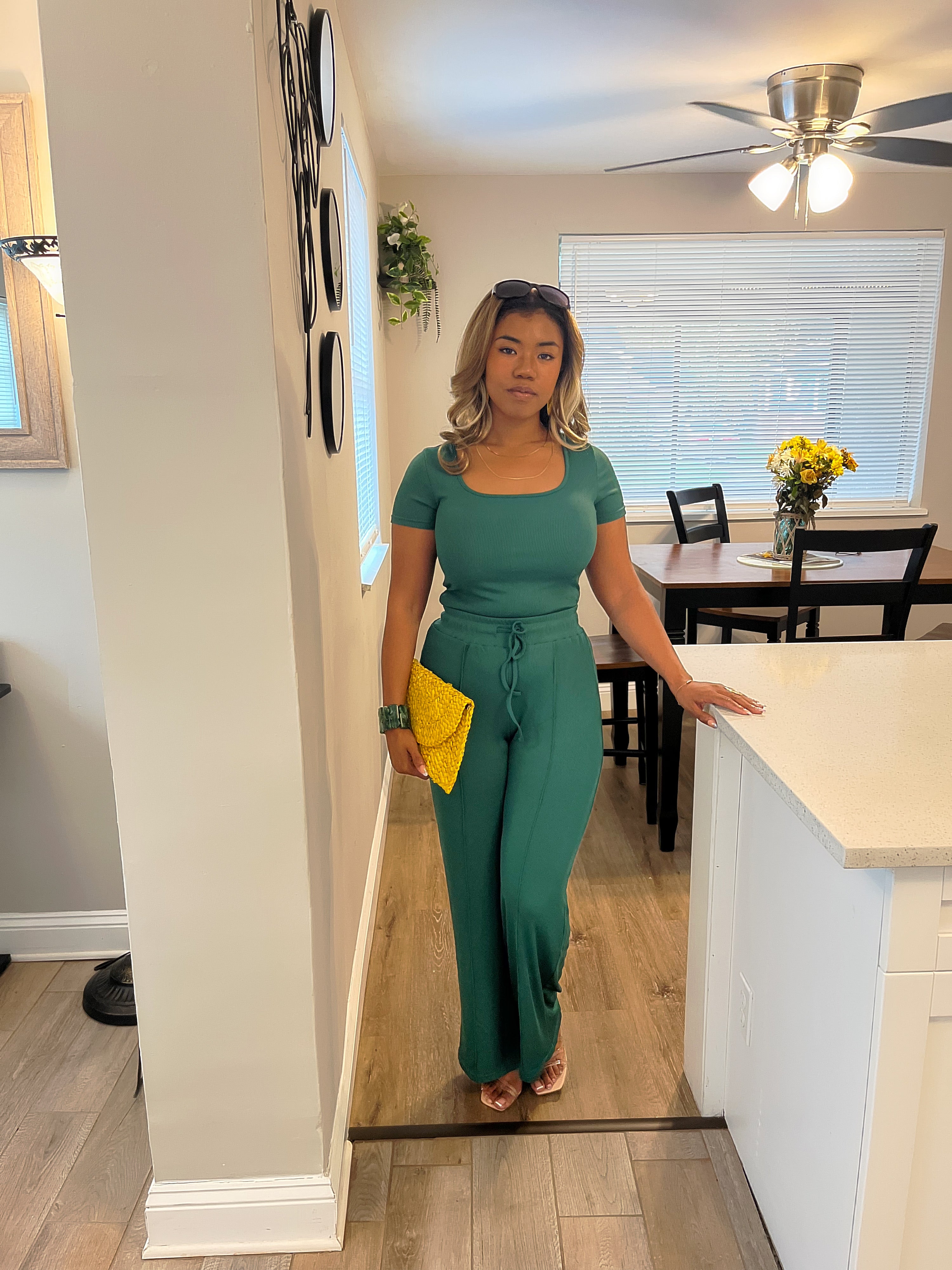 Jasmine Pants set- Dark green