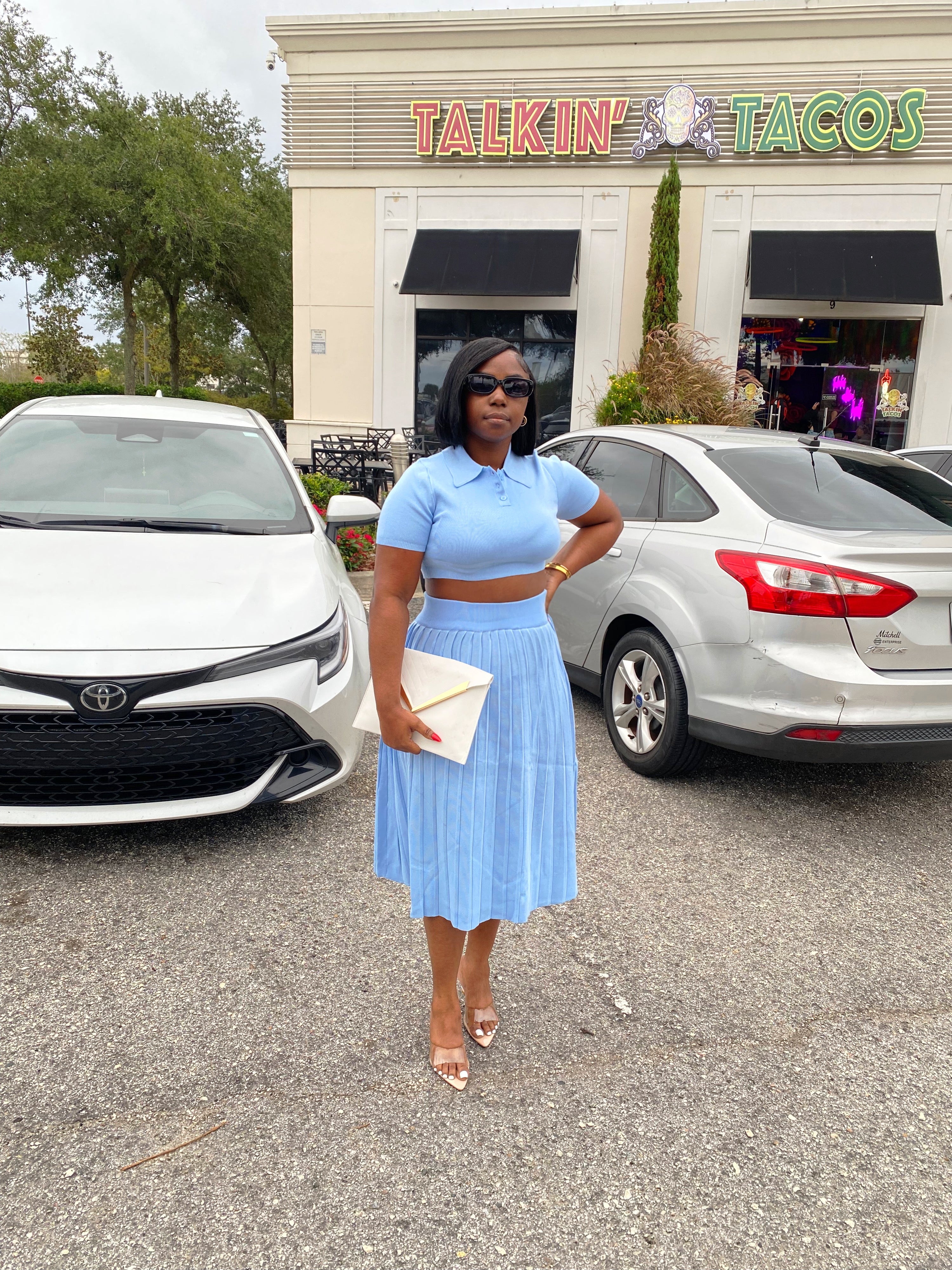 The Brunch Polo set-Blue