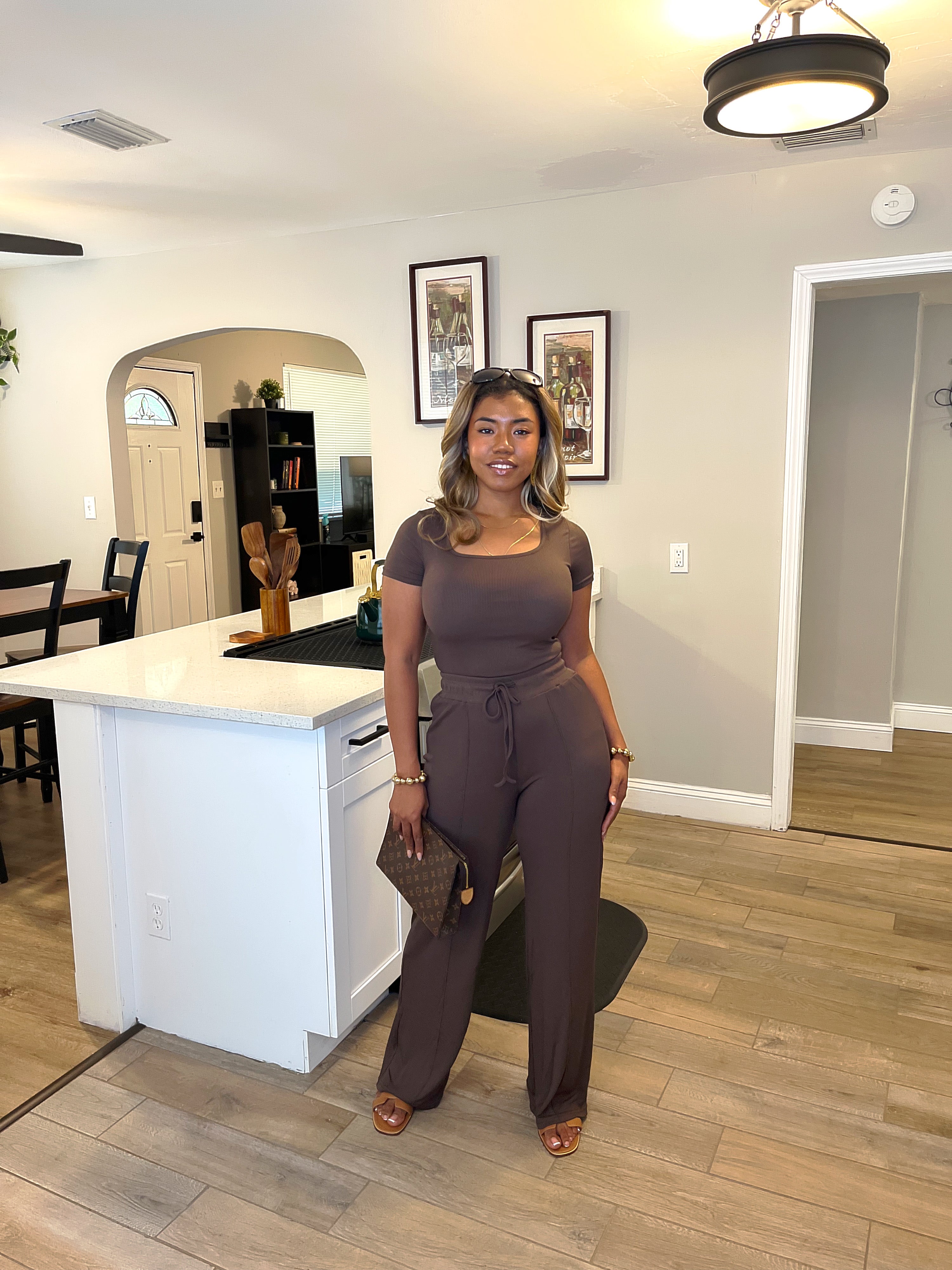 Jasmine Pants set- Dark brown