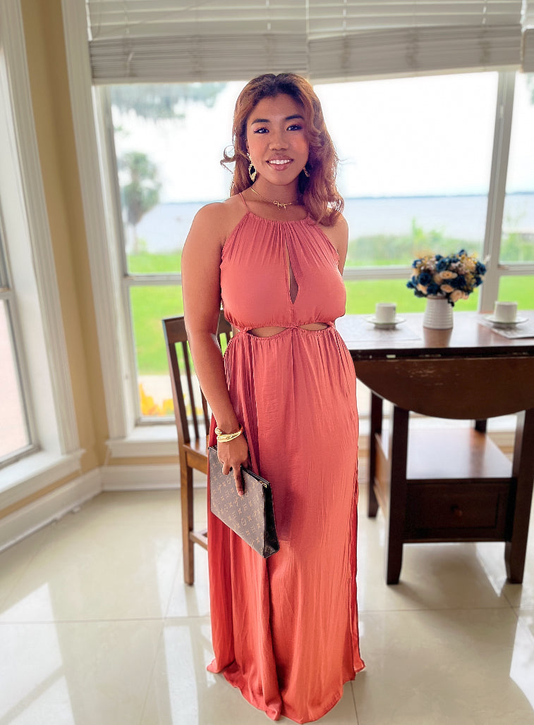 Sunset Serenity Halter Maxi Dress