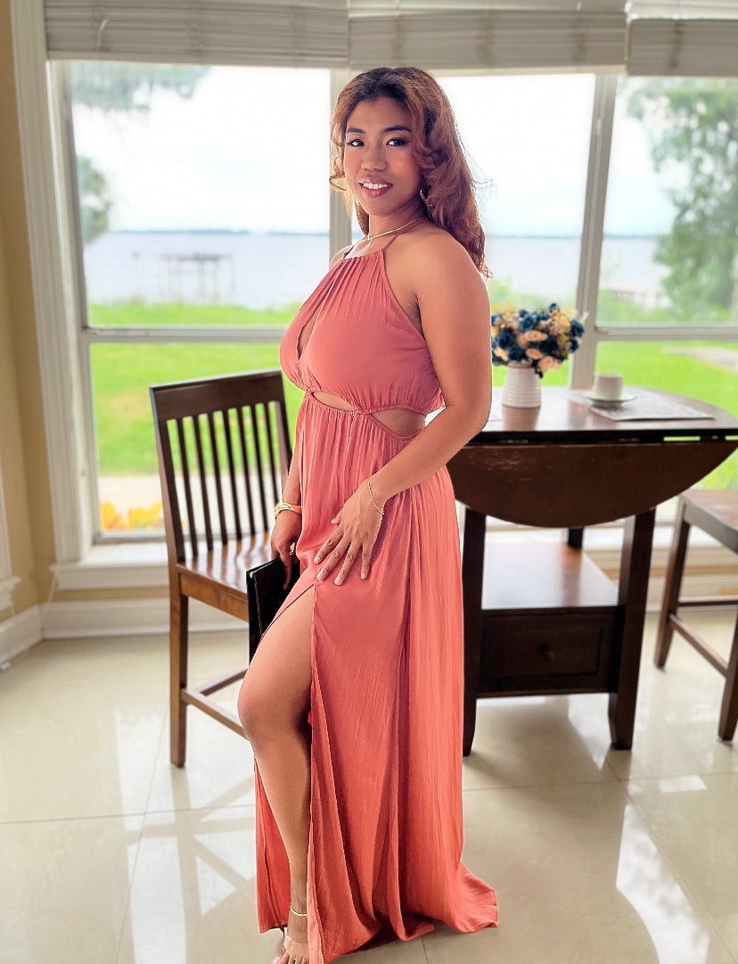 Sunset Serenity Halter Maxi Dress