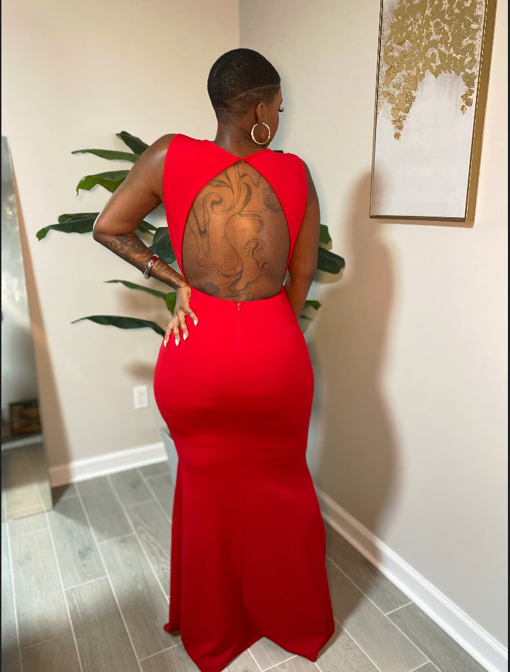 Embellished Red Maxi dress