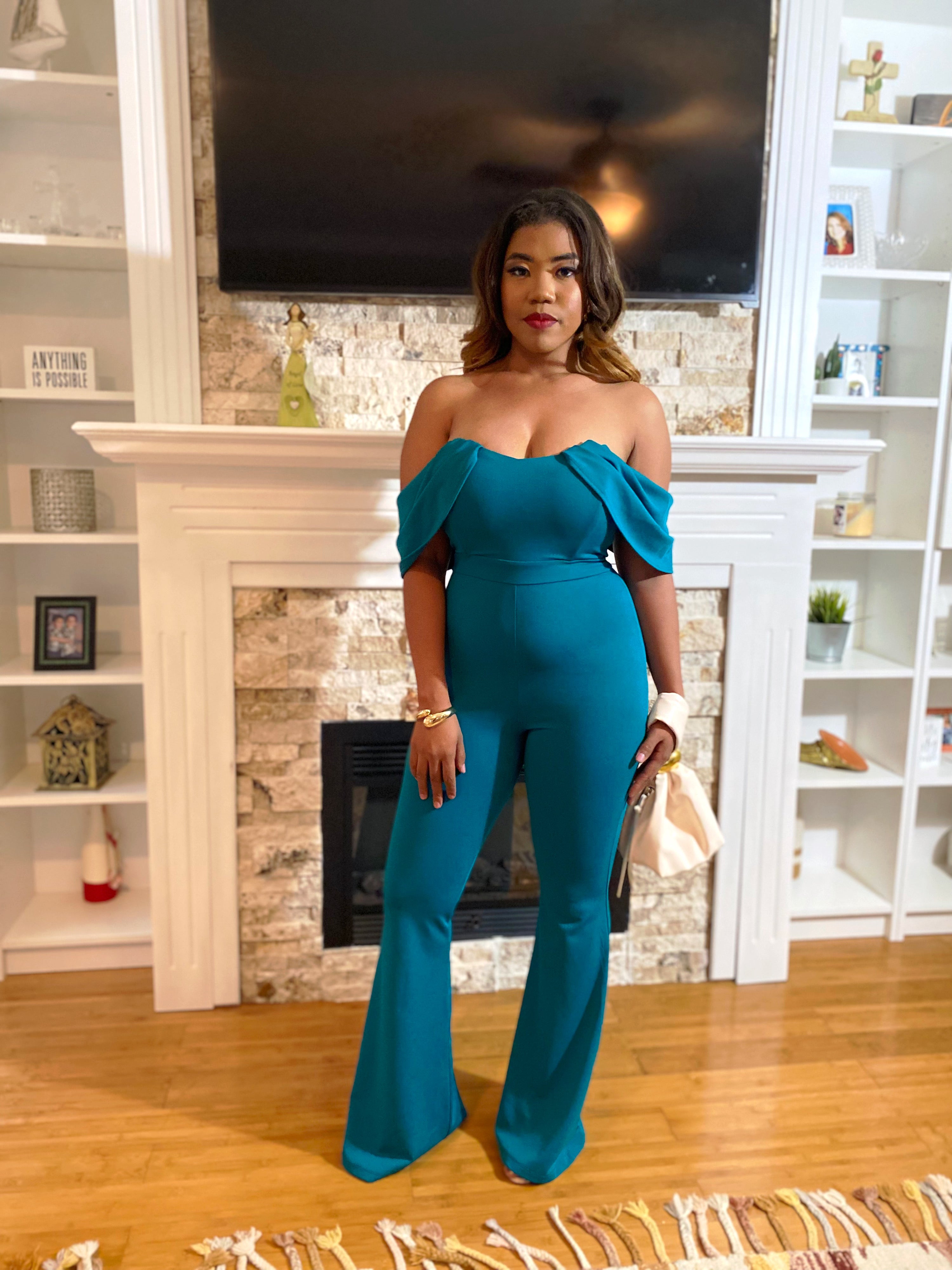 Green Lake off shoulder jumpsuit