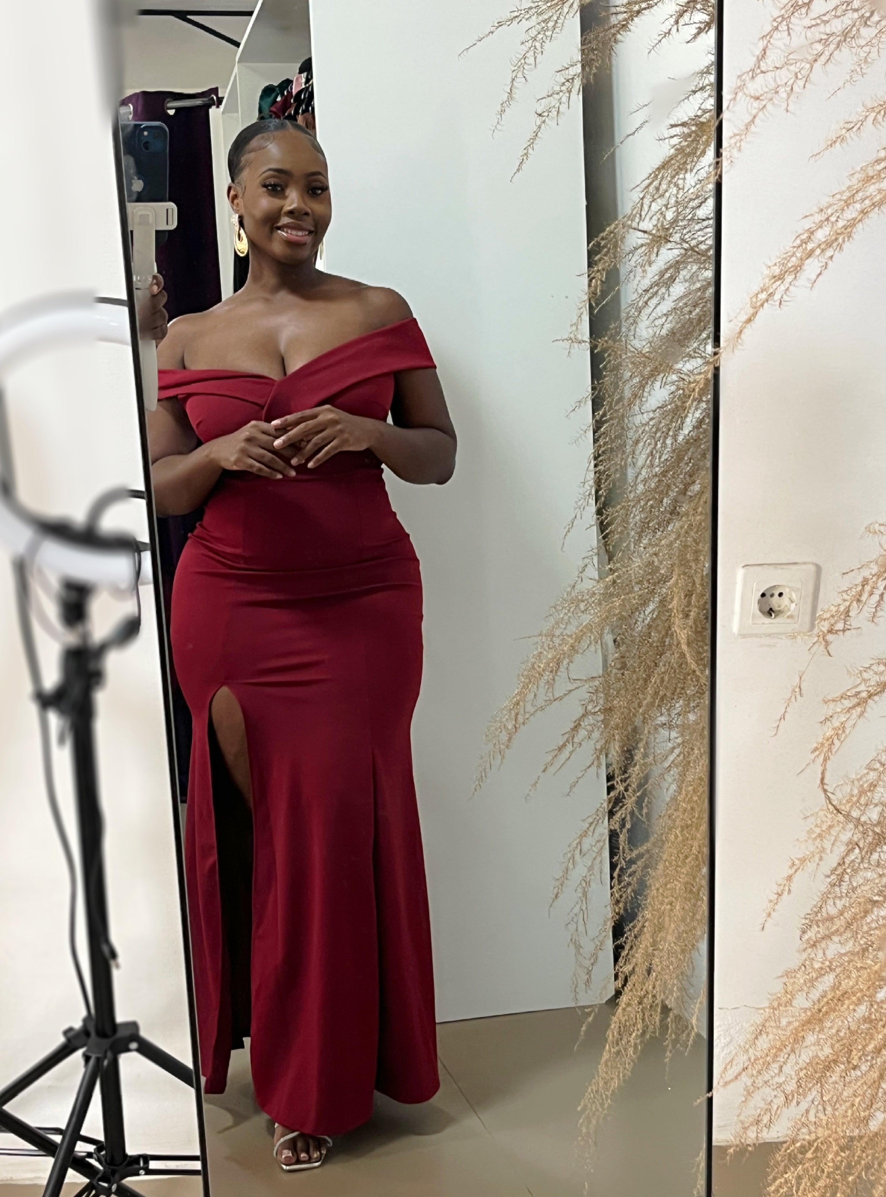 The Crimson Elegance Gown-Burgundy