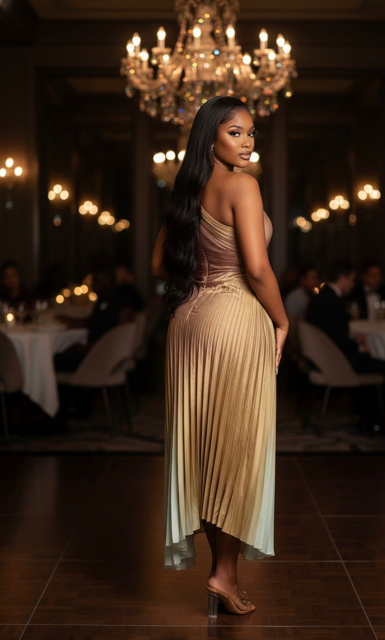 The "Leora" Ombré Pleated Gown