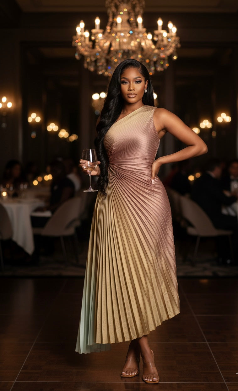 The "Leora" Ombré Pleated Gown