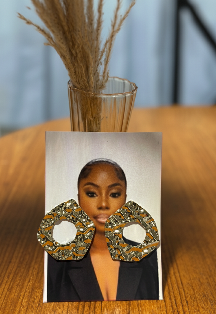 Molten Gold & Silver Abstract Studs