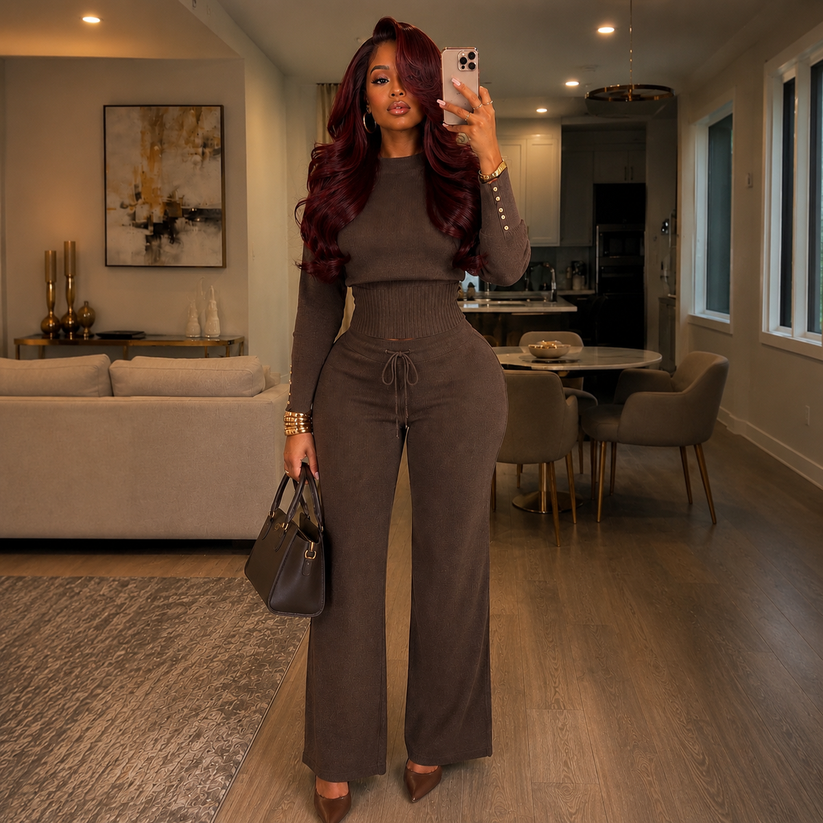The Tiramisu Knit Set- Brown