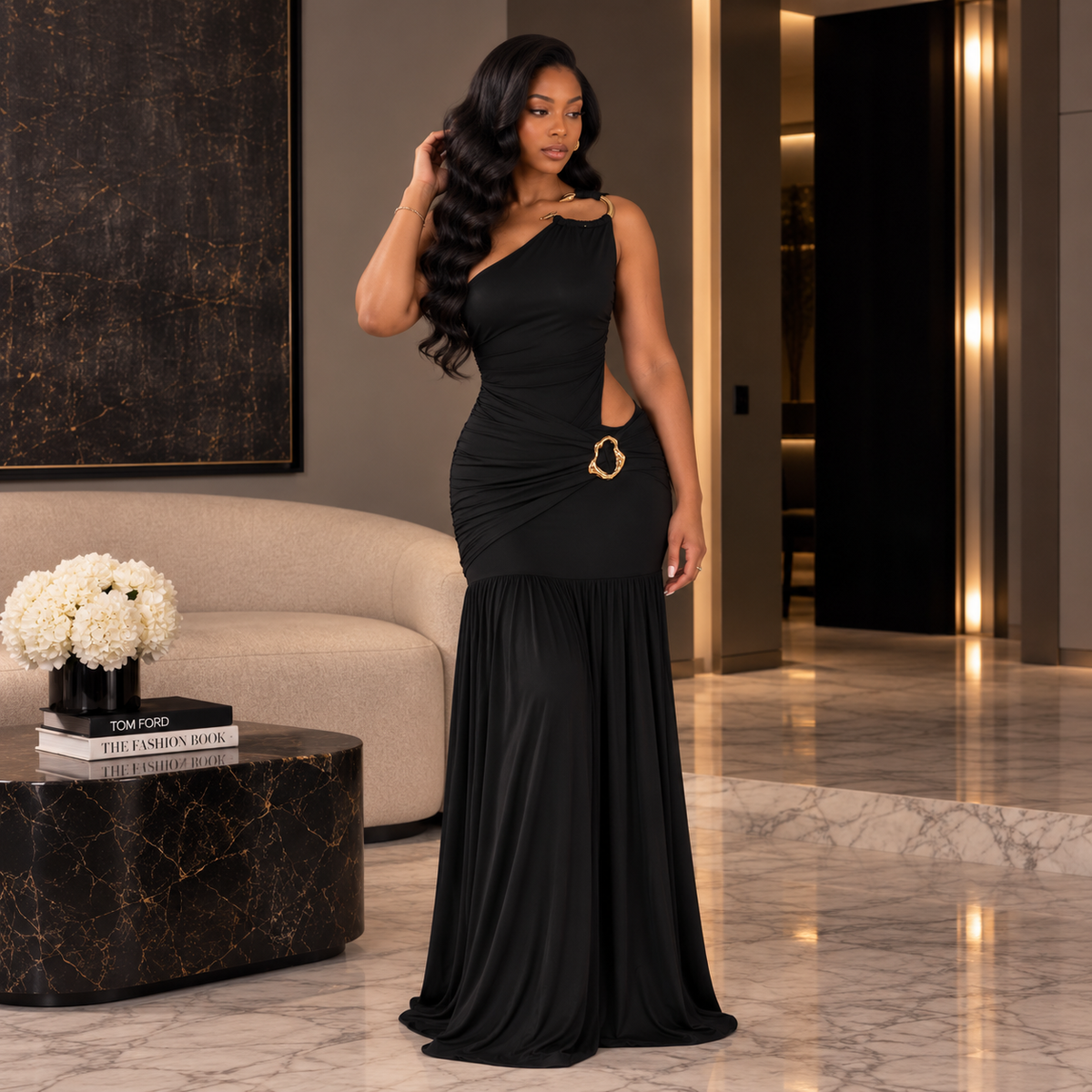 Serpentine Muse Maxi Dress- Black