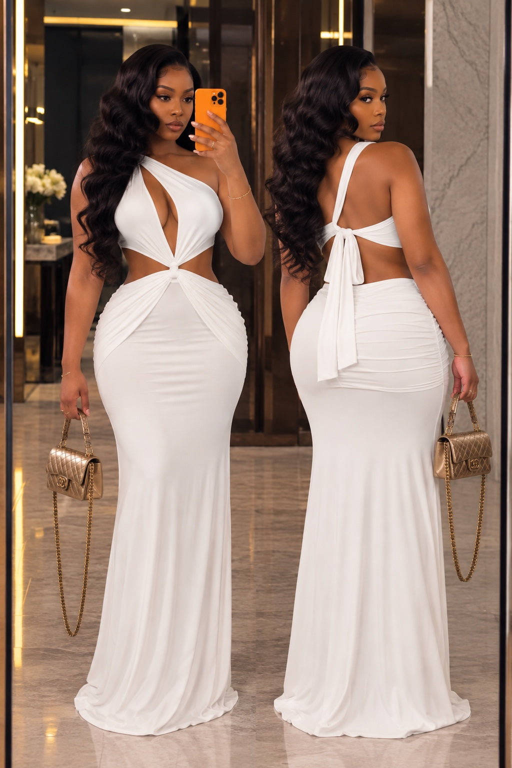 Amara Muse Cutout Maxi Dress- White