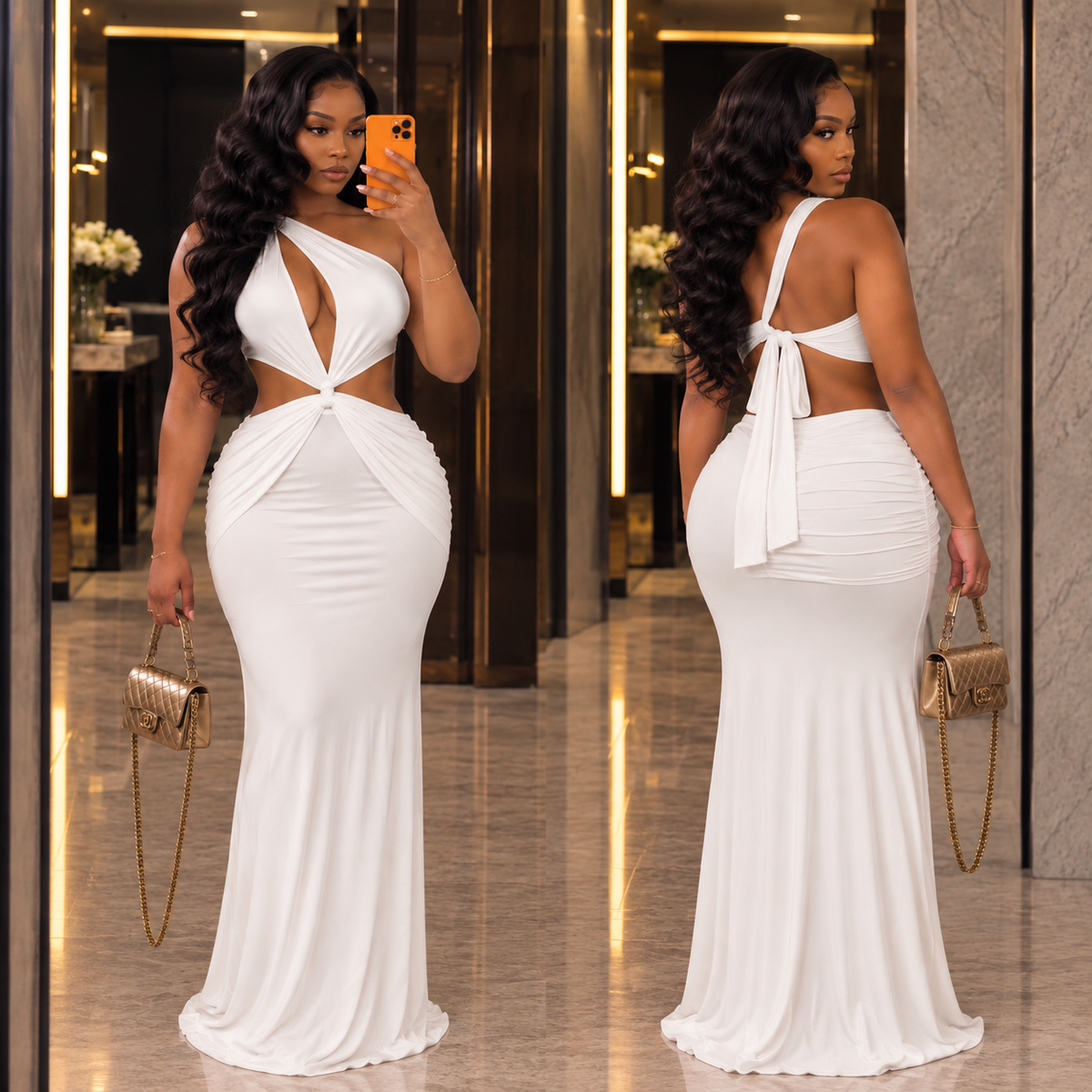 Amara Muse Cutout Maxi Dress- White