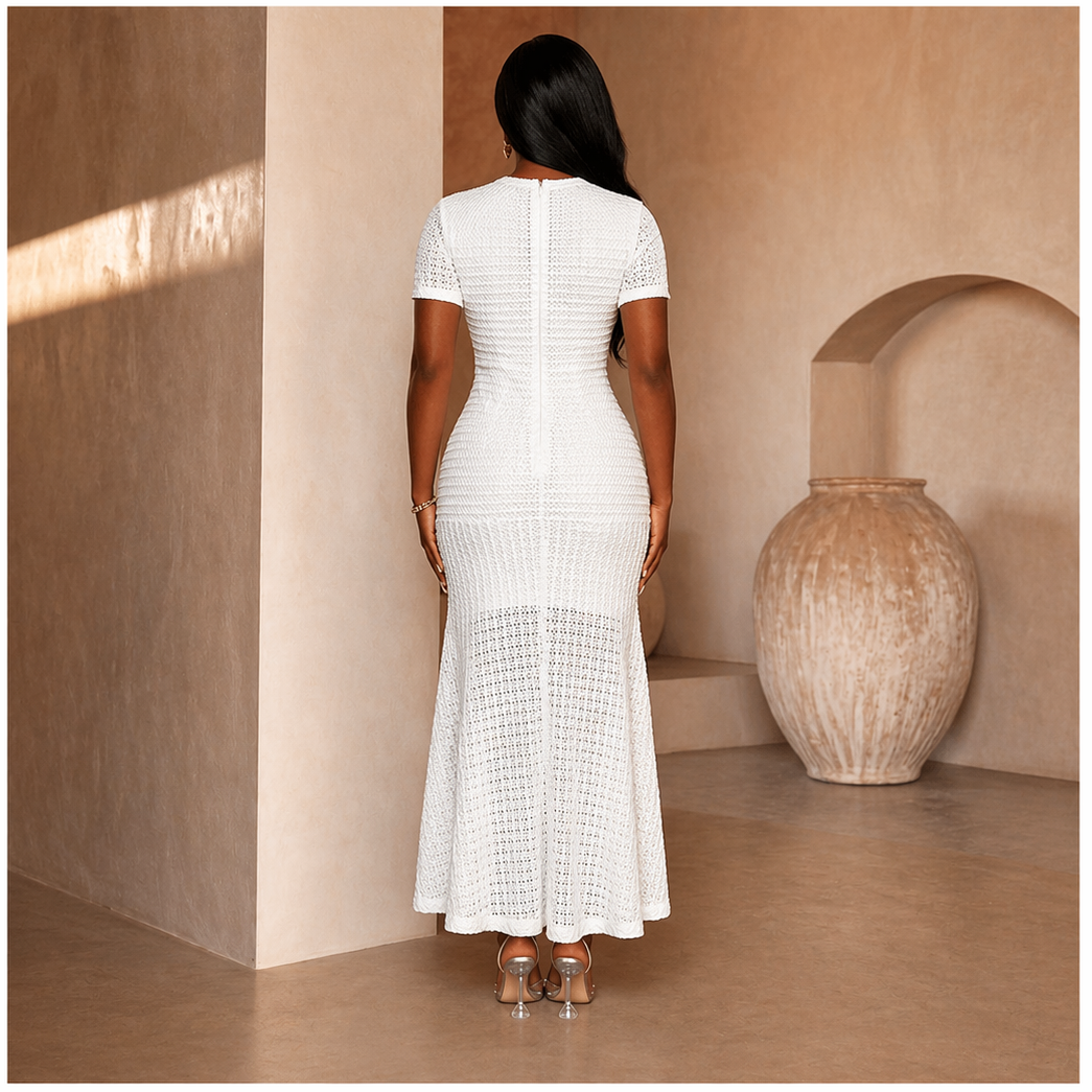 The Seraphina Tweed Maxi- White( Ship date june 15)