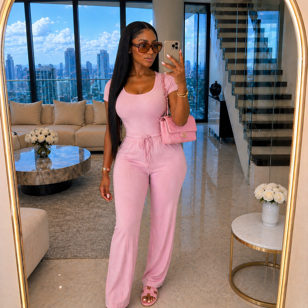 The Jasmine pants set-Light Pink