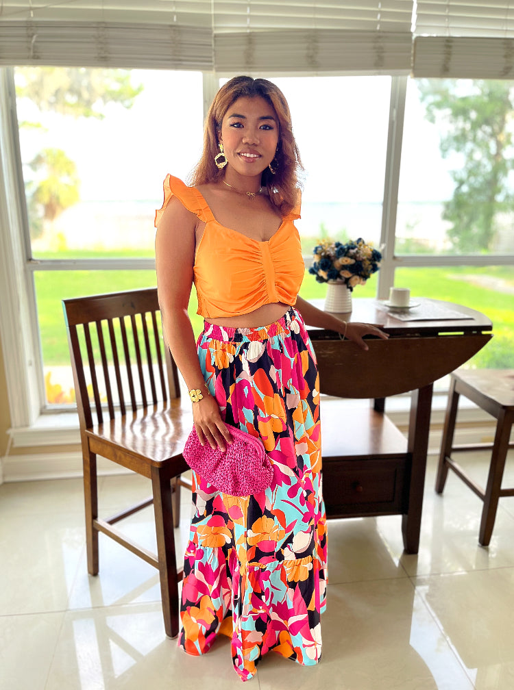 Golden Tropics skirt set- Mustard